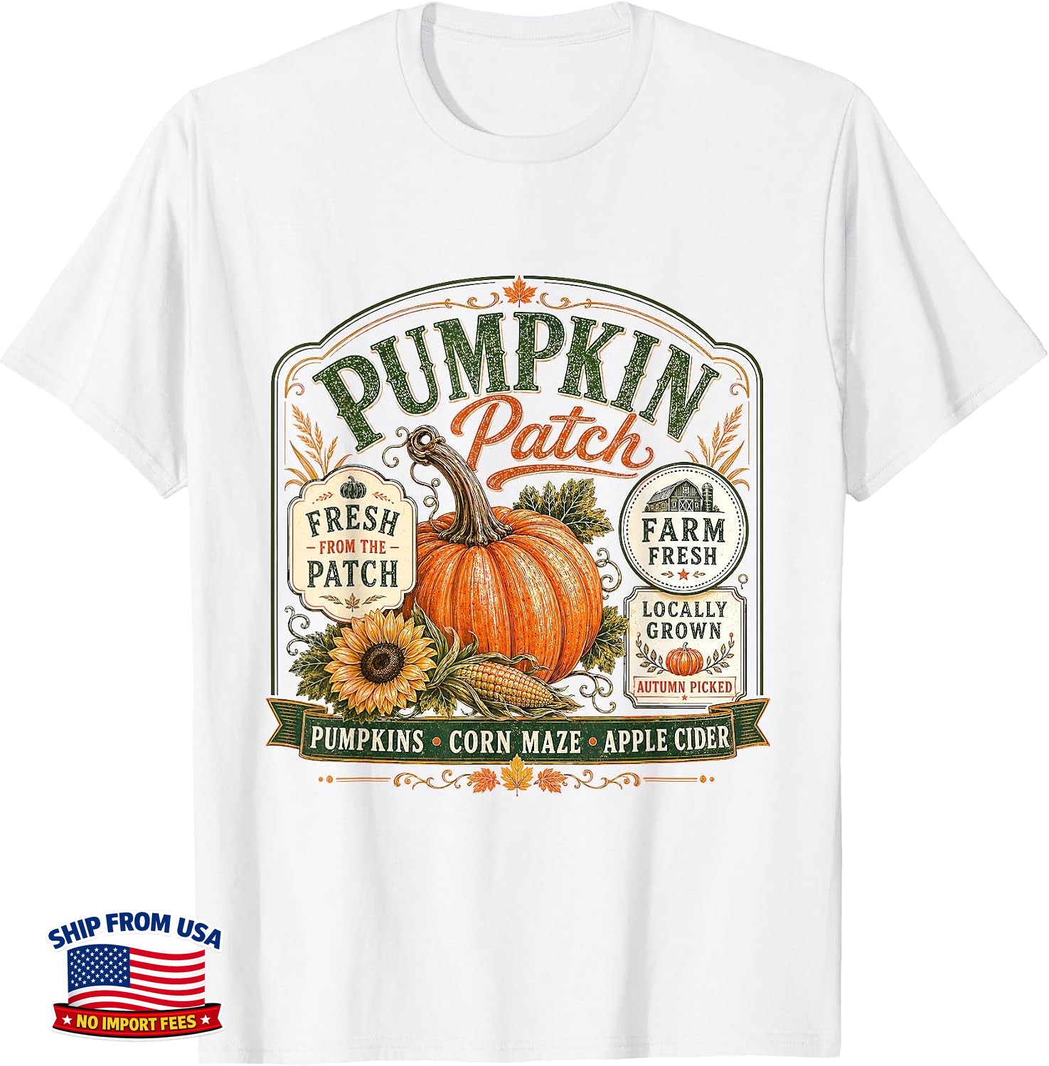 Vintage Family Pumpkin Patch Apple Cider Halloween T-Shirt