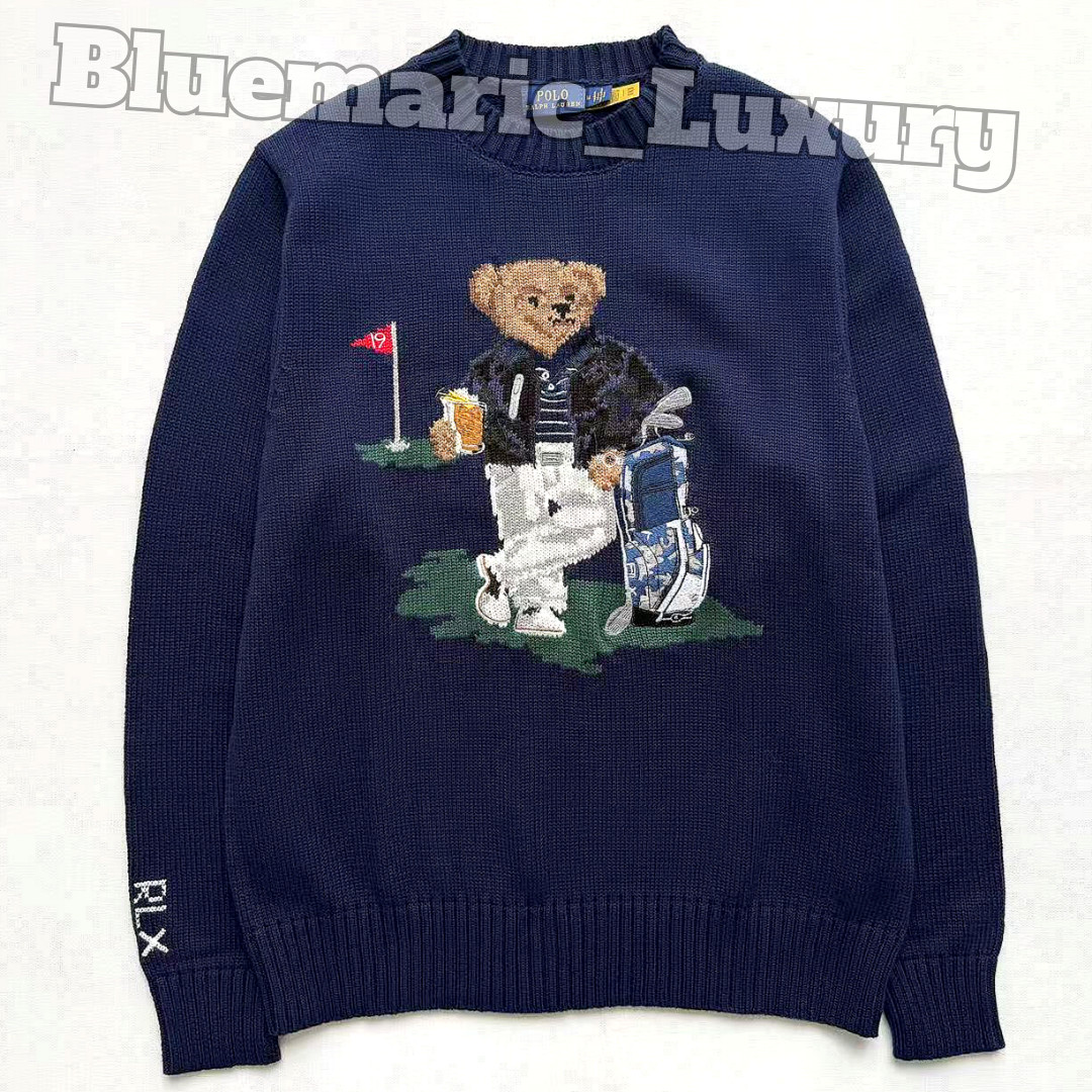 POLO RALPH LAUREN Women\'s Navy Polo Bear 19 Hole Golf Sweater Size S NWT