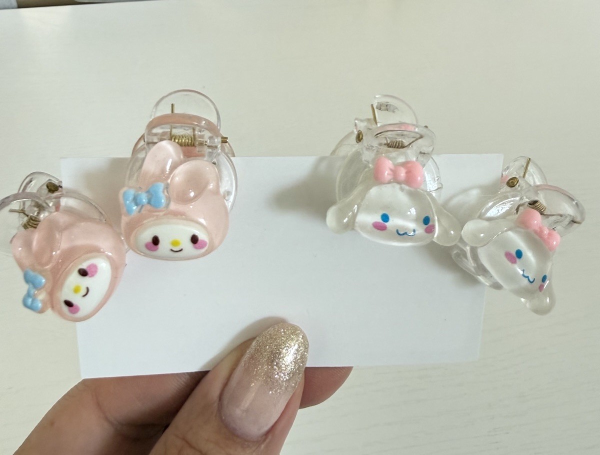 4 Pcs 2 Pair My Melody Cinnamoroll Mini Hair Clip Claw Kawaii Clasp Barrette NWT