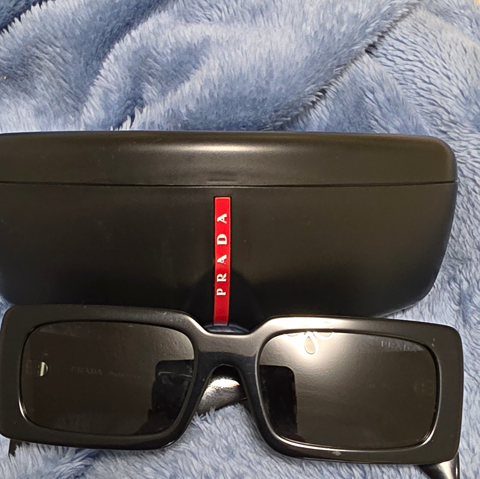 Prada SPR A07-F 1AB Rectangular Black Plastic Gray Tinted 54-18 145
