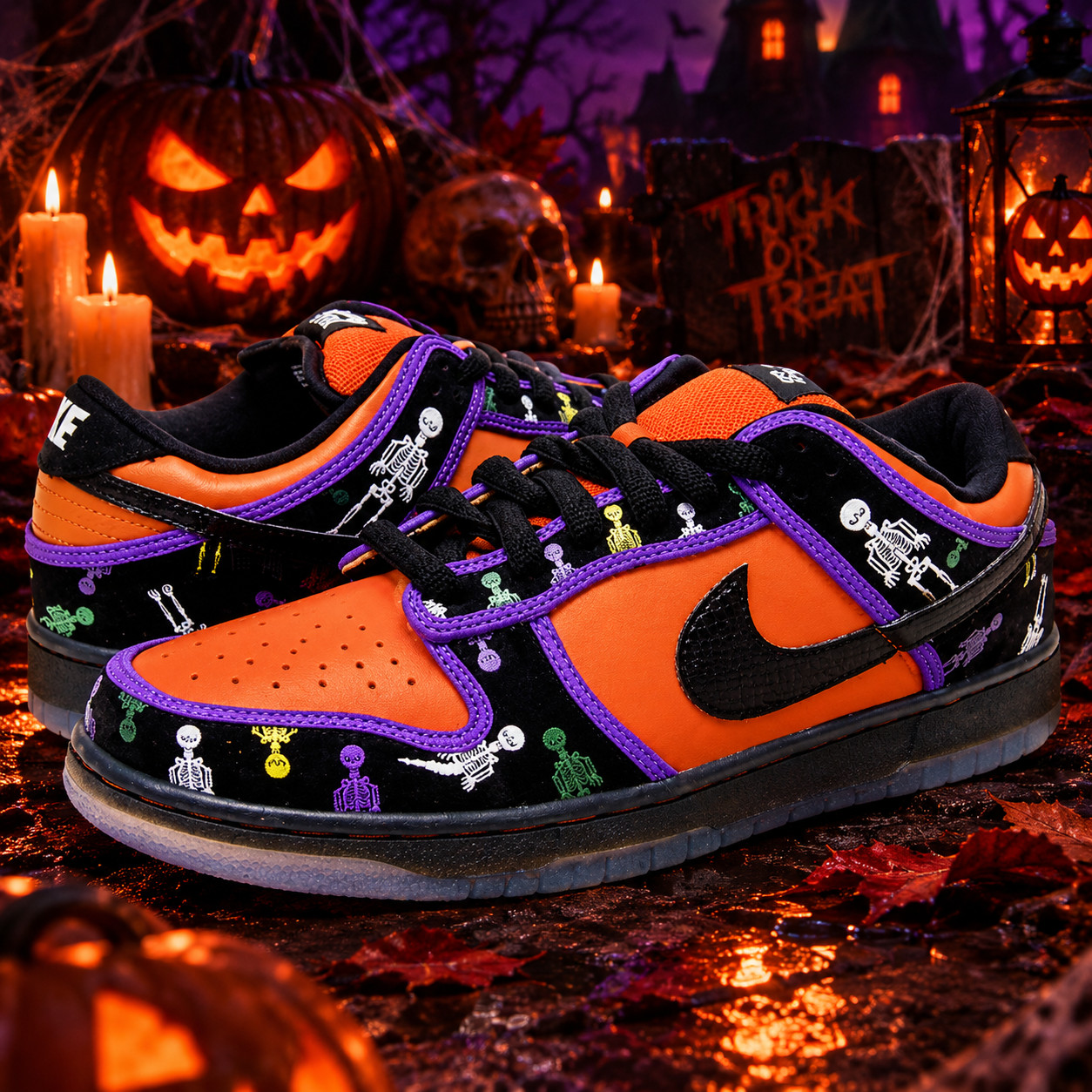 SB Dunk Low Day of the Dead Halloween Skeleton 313170-801 Men's Size US 7-12
