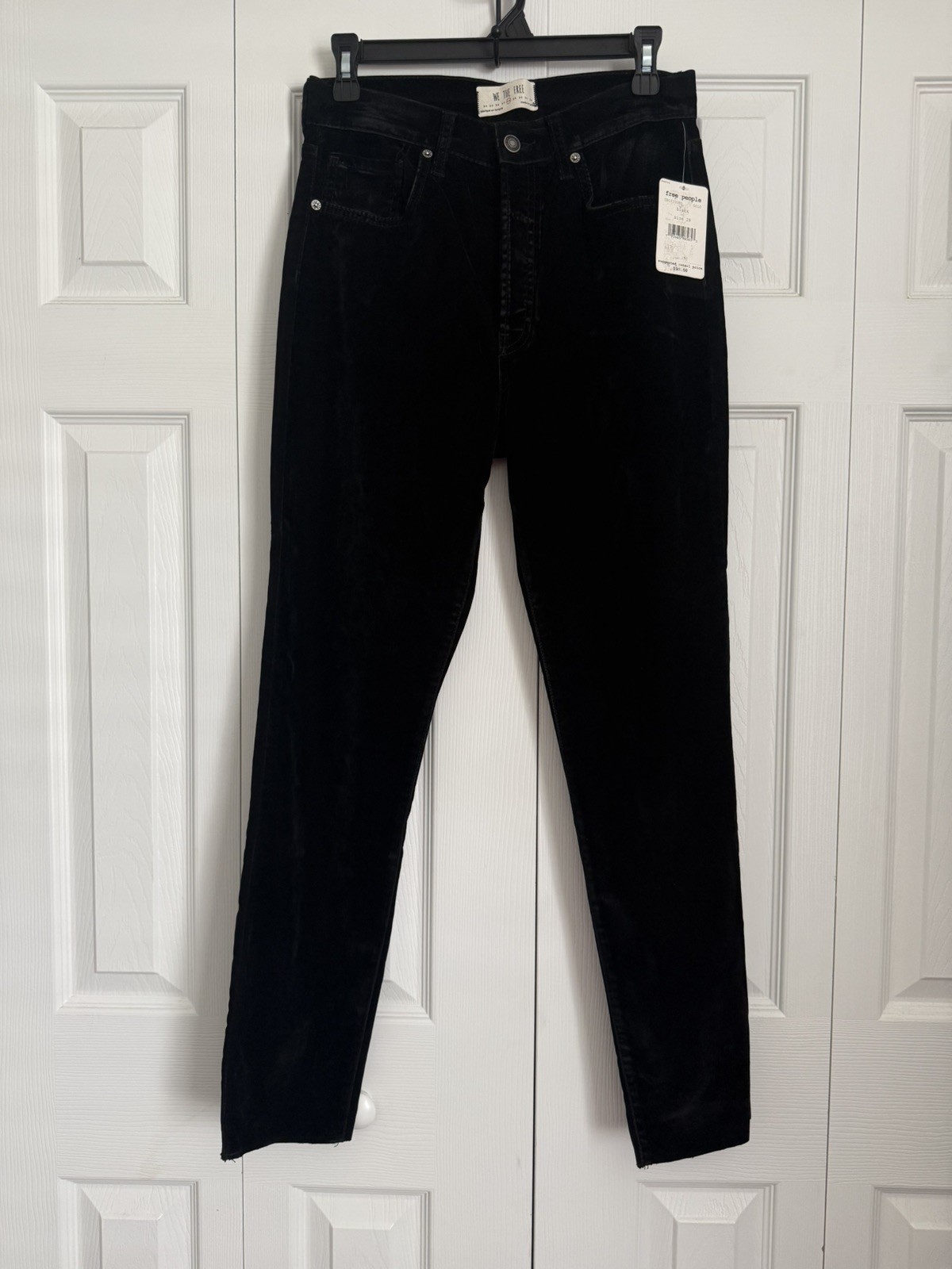 Free People We The Free Stella Velvet Skinny Pants High Rise Black Sz 28 NWT