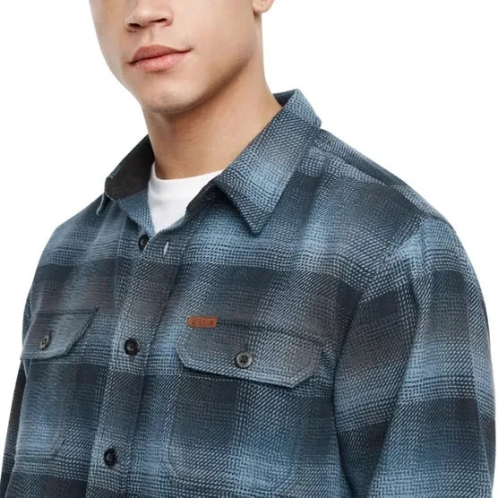 Orvis Men’s Flannel Shirt Regular Fit Heavyweight Cotton Plaid Blue Size L