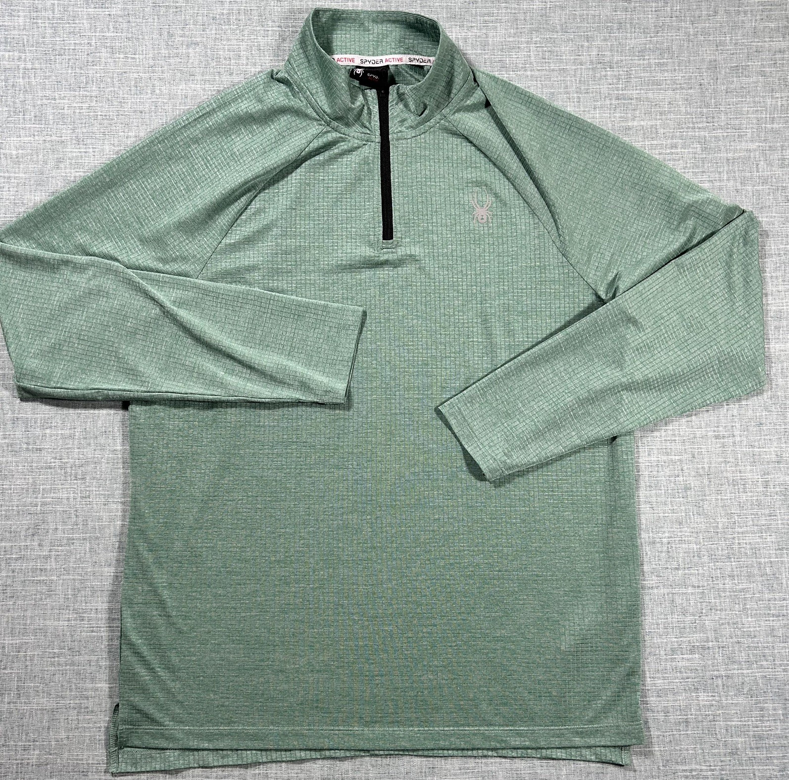 Spyder Active 1/4 Zip Pullover Green Men’s L Long Sleeve Proweb Performance