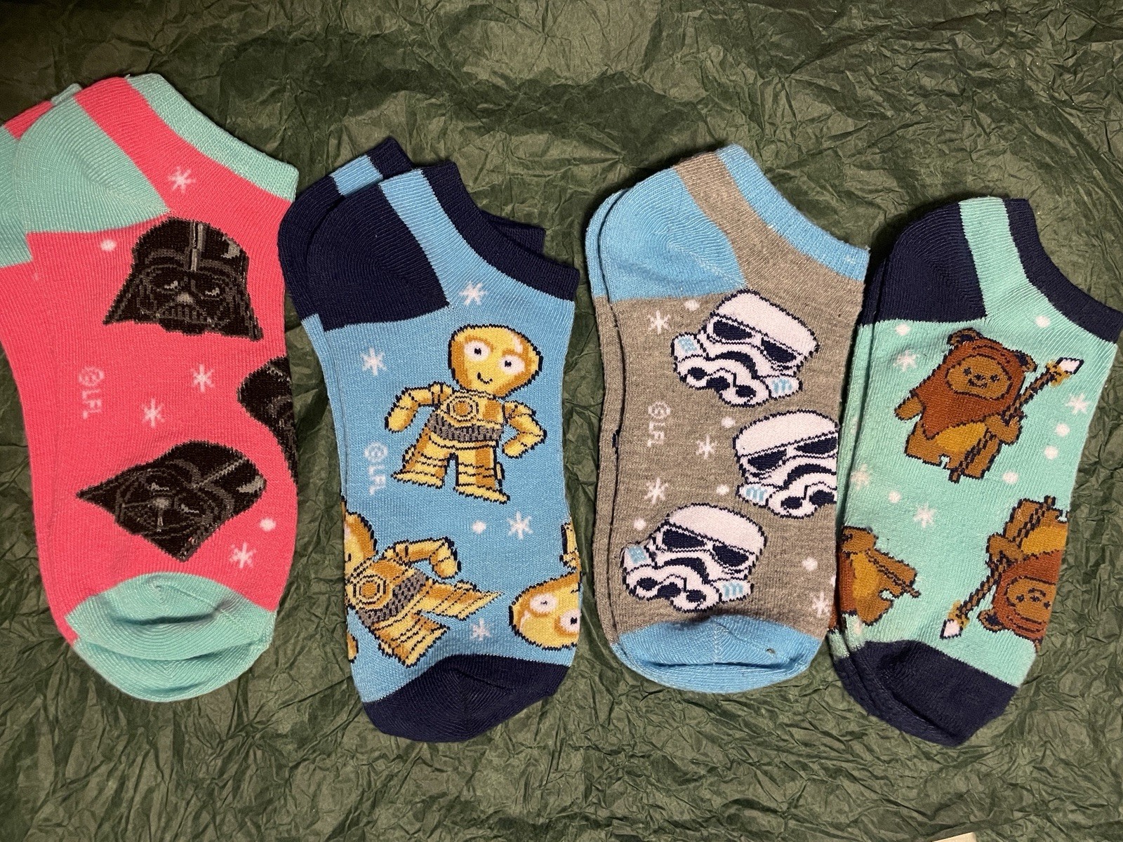 Star Wars Unisex Kids No-Show Socks 4 Pairs Multicolor Darth Vader C-3PO Ewok 