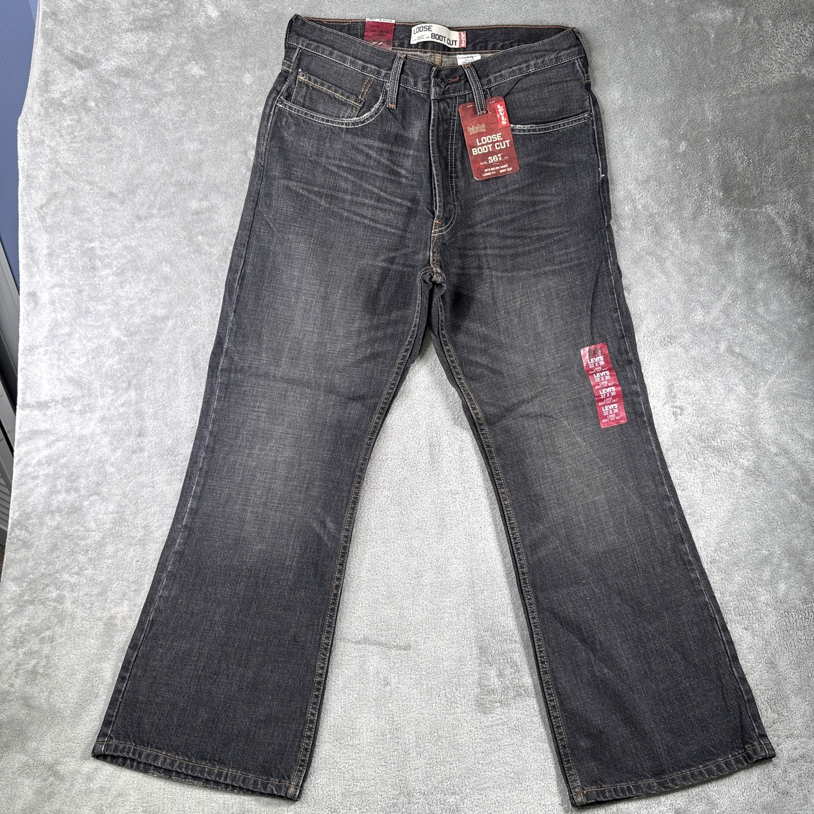 Levi\'s 567 Loose Bootcut Jeans Mens 32x30 Black Wash Baggy Vintage Y2K Deadstock