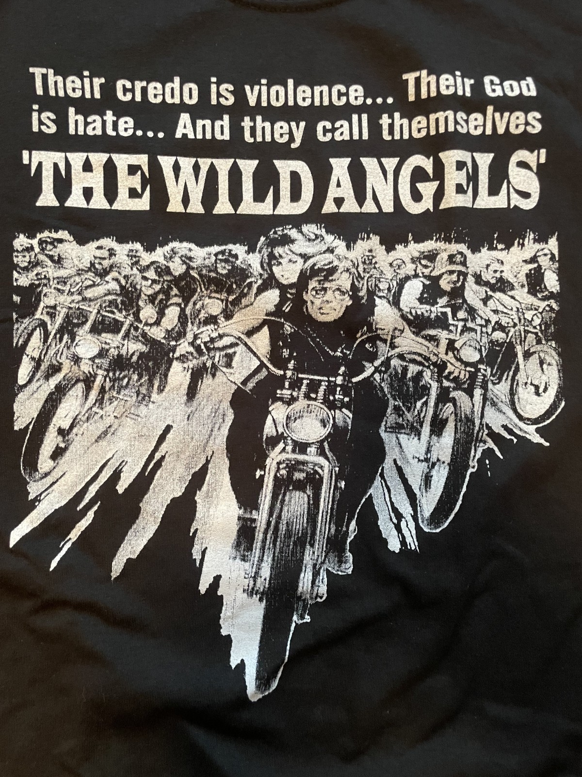 vintage WILD ANGELS rare Biker Movie 90s Deadstock unworn SMALL Gildan TEE SHIRT