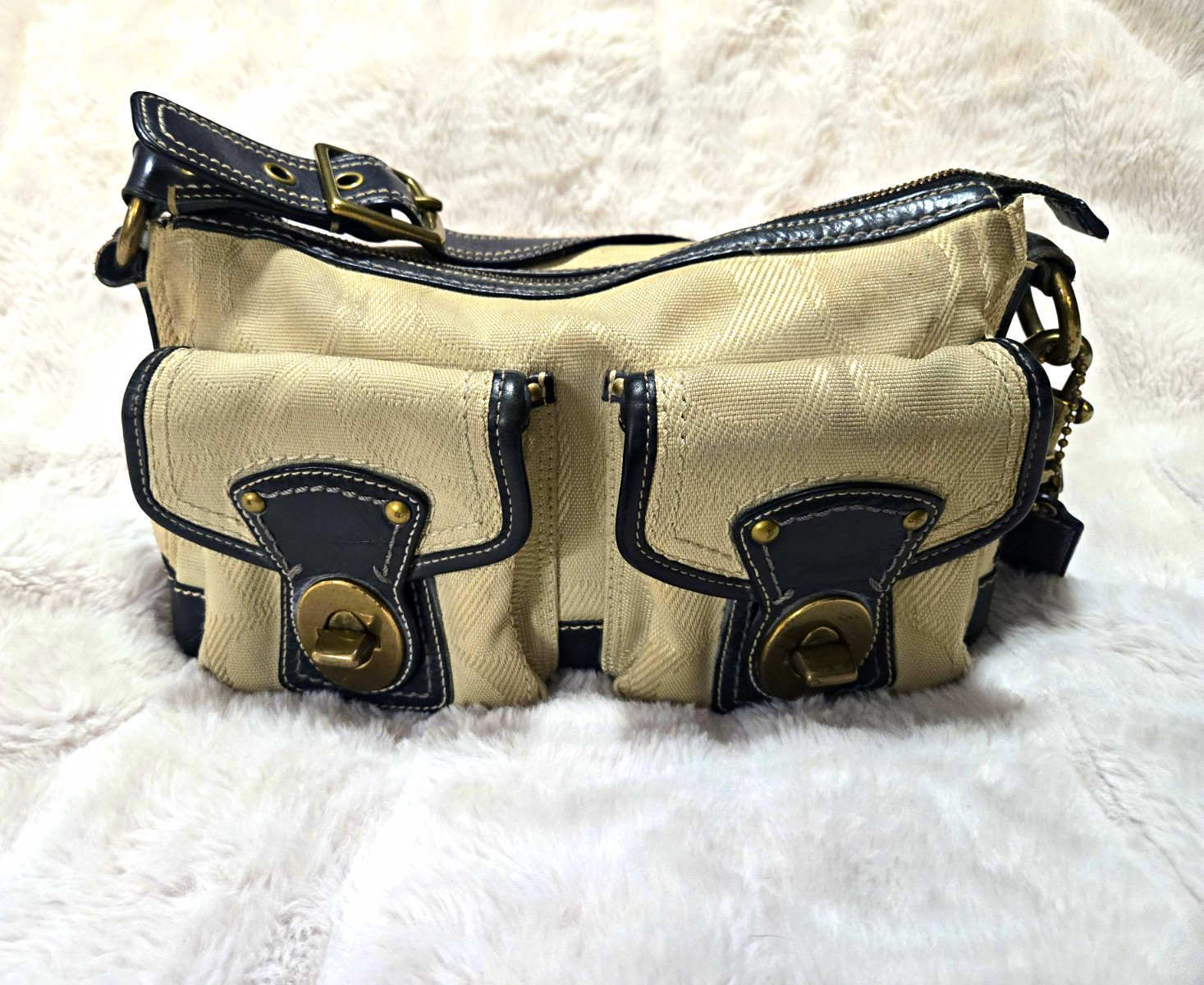 Vintage Coach Y2KLegacy Signature Double Turnlock Shoulder Bag 65th Anniversary