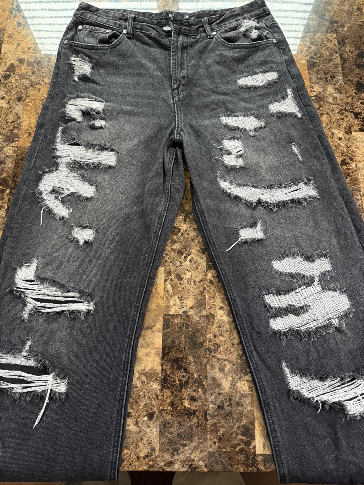 (Very exclusive)EPTM Jeans Mens 34 Black  Ripped Street Style