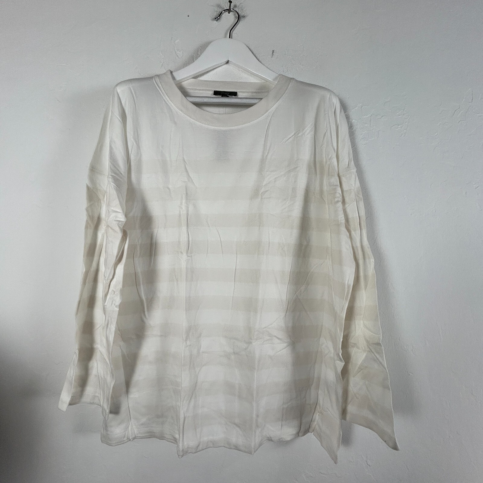 NWT J.Crew Women’s XL Cream Striped Essential Wide Sleeve T-Shirt AY934 Casual