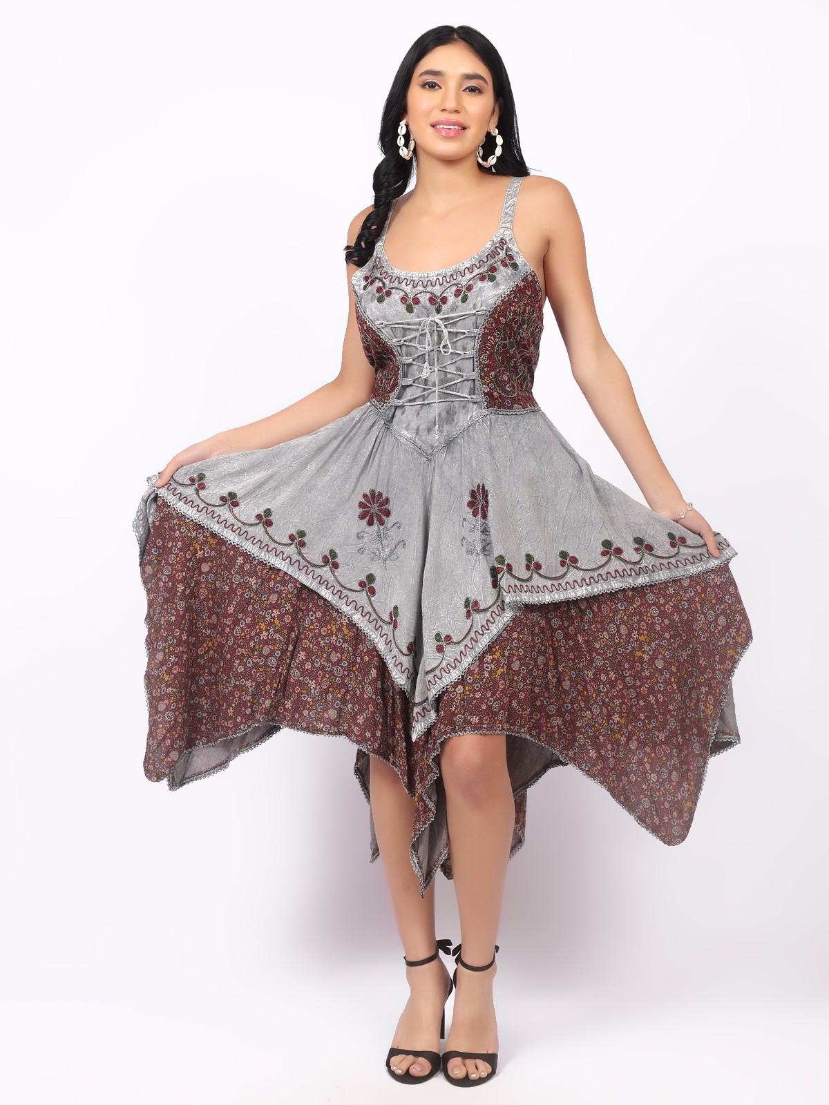 Women's Casual handkerchief hem Embroidery Fit & Flare Dress Wholesale Mix lot