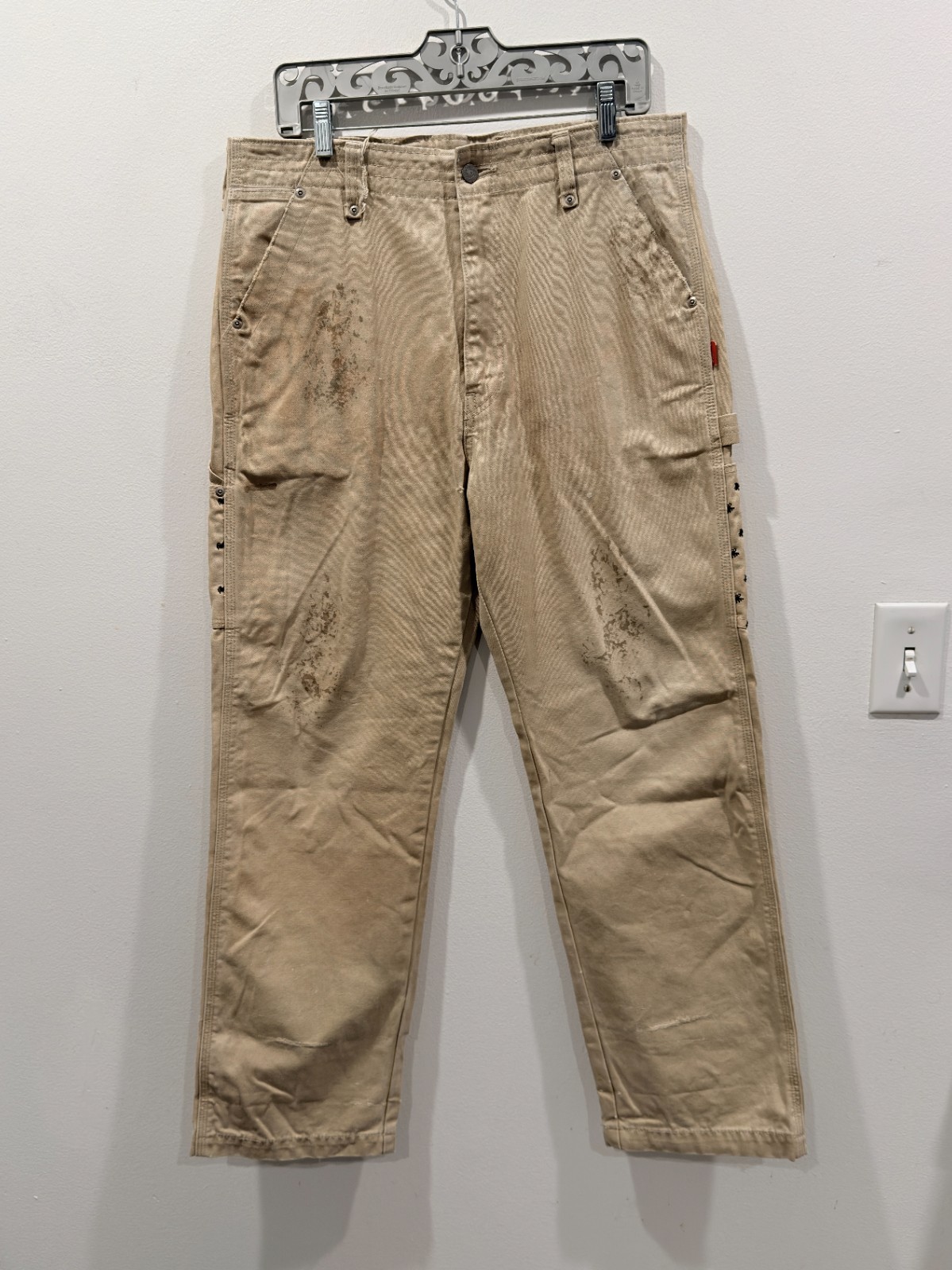 WTAPS JAPAN SPIDER EMBROIDERY WORK KHAKI PANTS 34