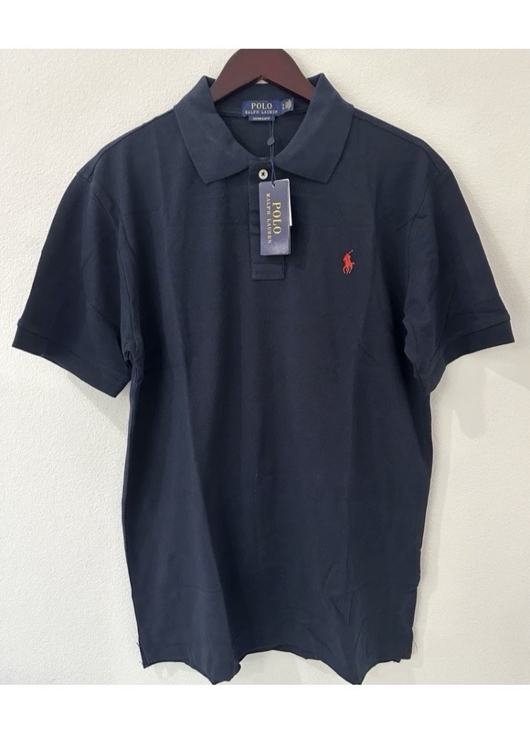 Ralph Lauren Men\'s Custom Slim Fit Polo Shirt Navy XL Short Sleeve Mesh New
