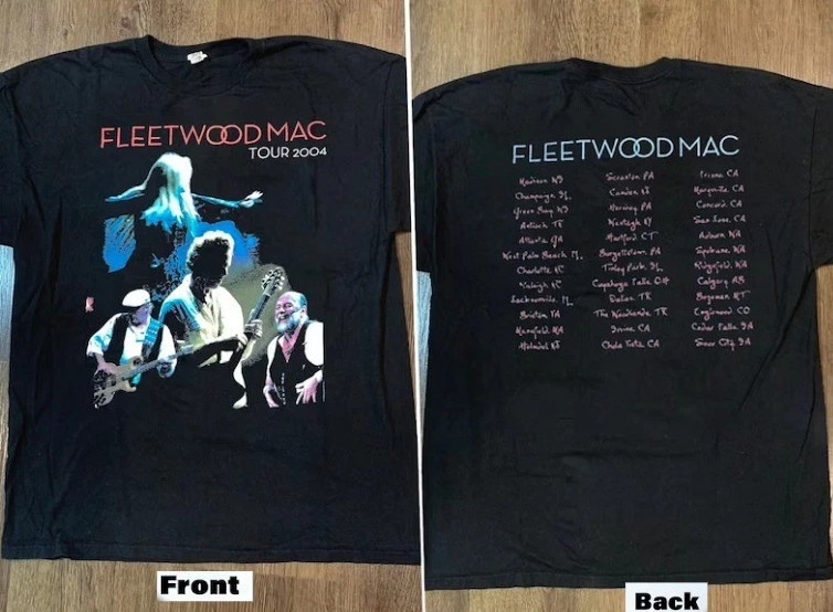 2004 Tour Fleetwood Mac T-Shirt, Vtg Fleetwood Mac Rock Band Music Concert Tee