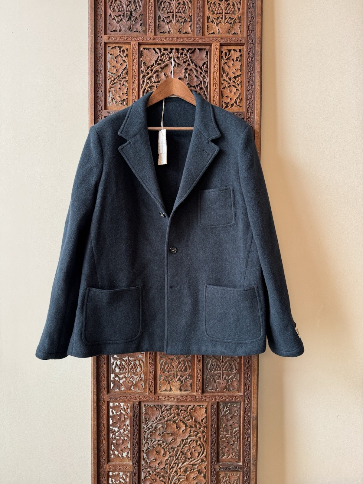 Massimo Alba Baglietto Fleece Wool Jacket 56 Dark Teal Navy Blue NWT Italy