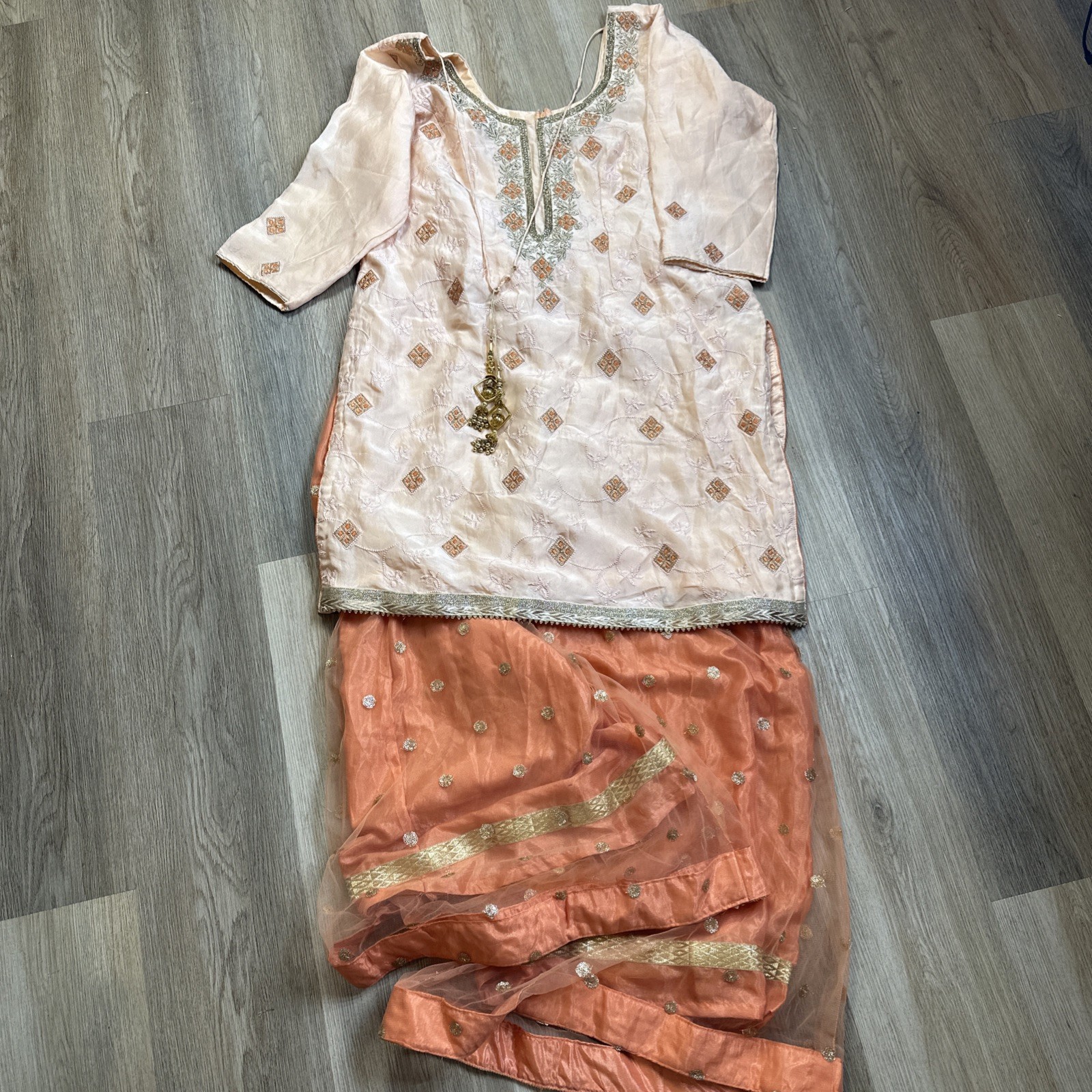 Indian Bollywood Women Beads Dress with Pants Pakistani Excellent Embroidered