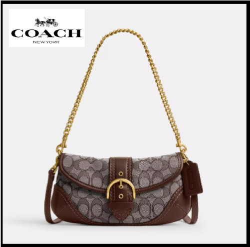 COACH CAN45 Soho Bag 25 In Signature Jacquard Oak Maple Brass Outlet