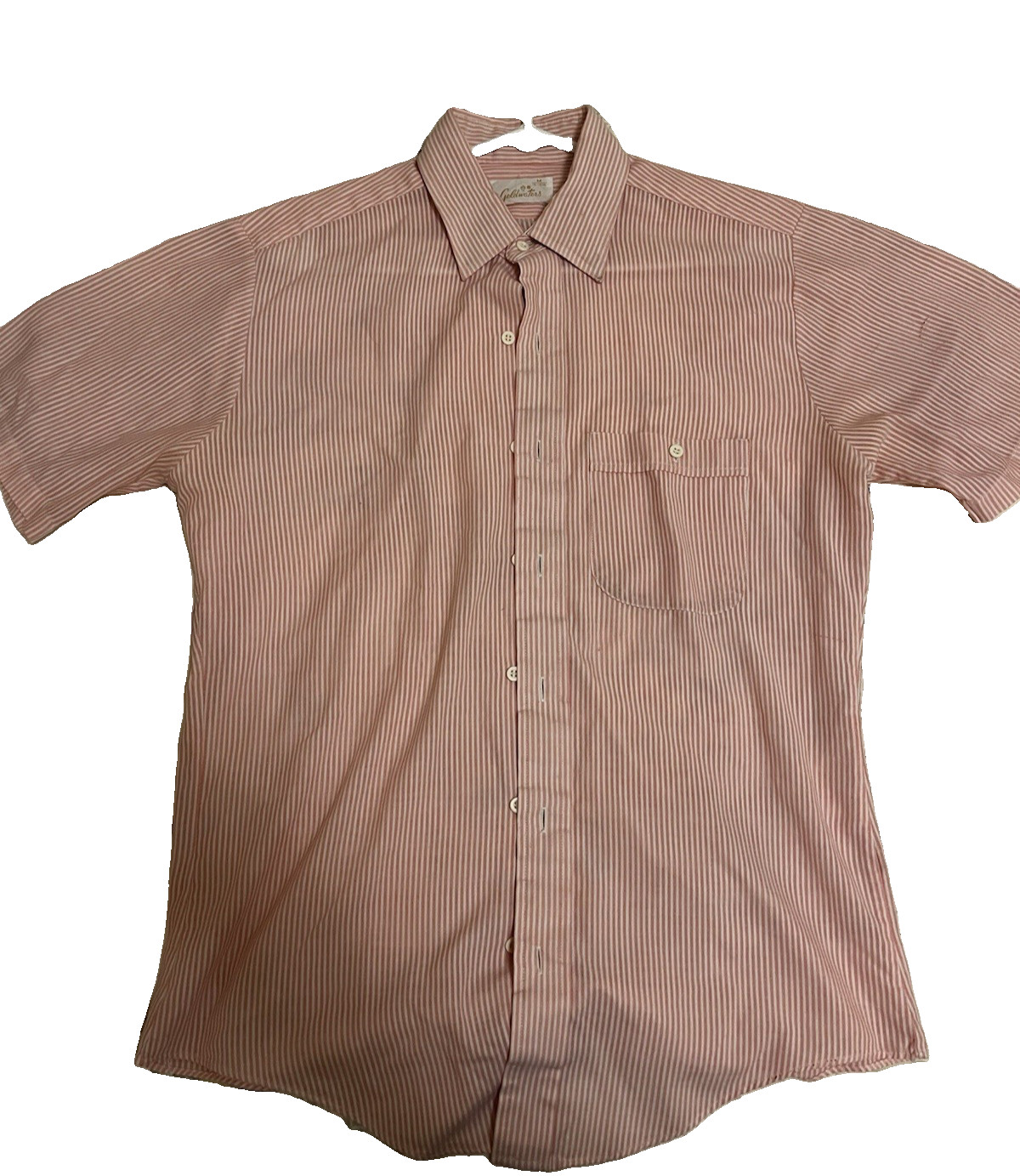 Vintage VTG 1960s Pink White Stripe Seersucker Goldwaters Shirt Trad