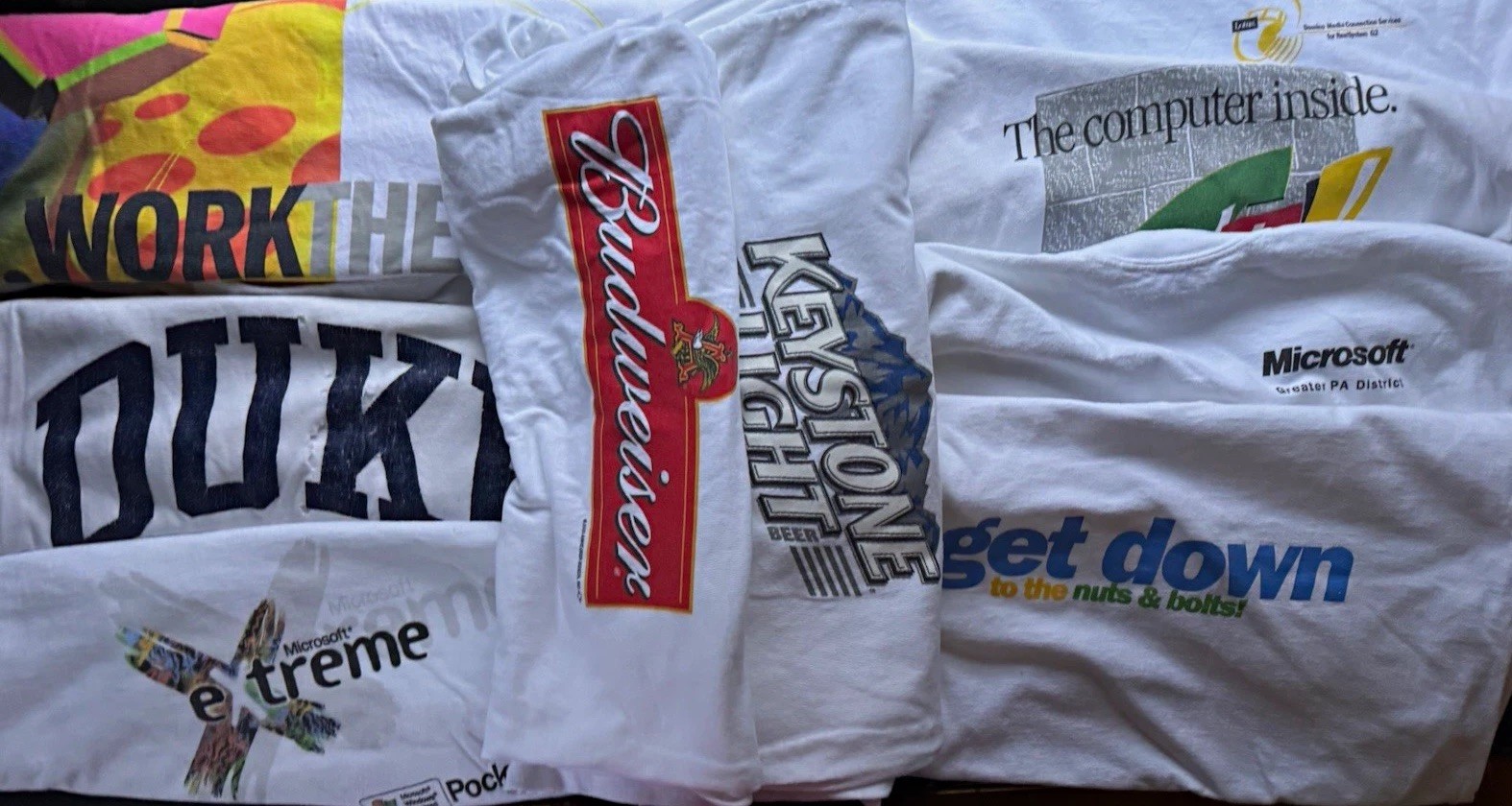 Vintage Budweiser beer Microsoft Graphic Cotton Tee Lot Mixed Sizes White