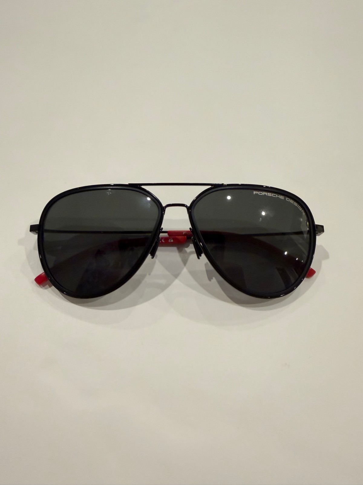 Porsche Design P8691 Aviator Sunglasses Black Red 60mm Authentic