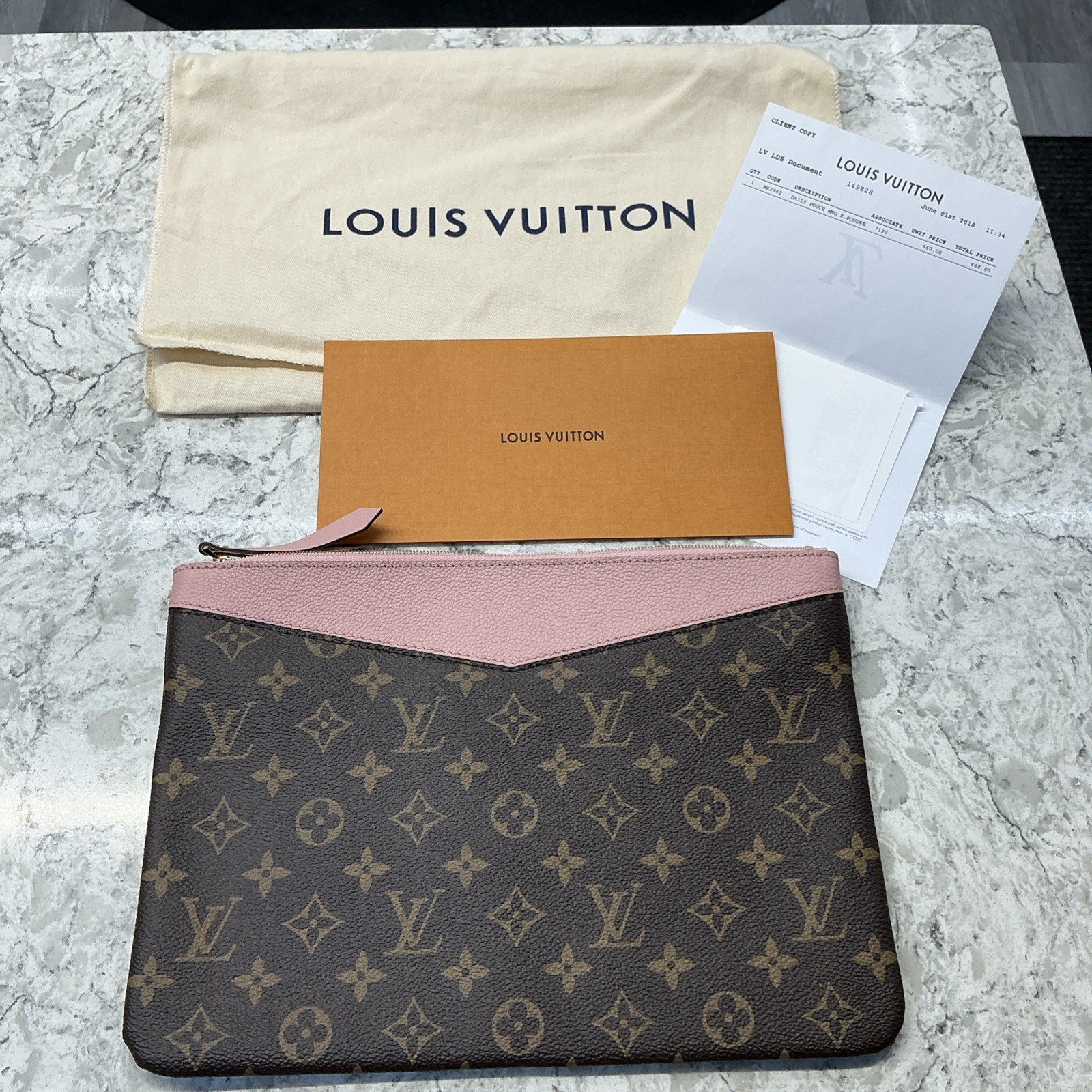 TARIFF FREE Authentic Louis Vuitton Daily Pouch Monogram M62942 w/Dust Bag Recei
