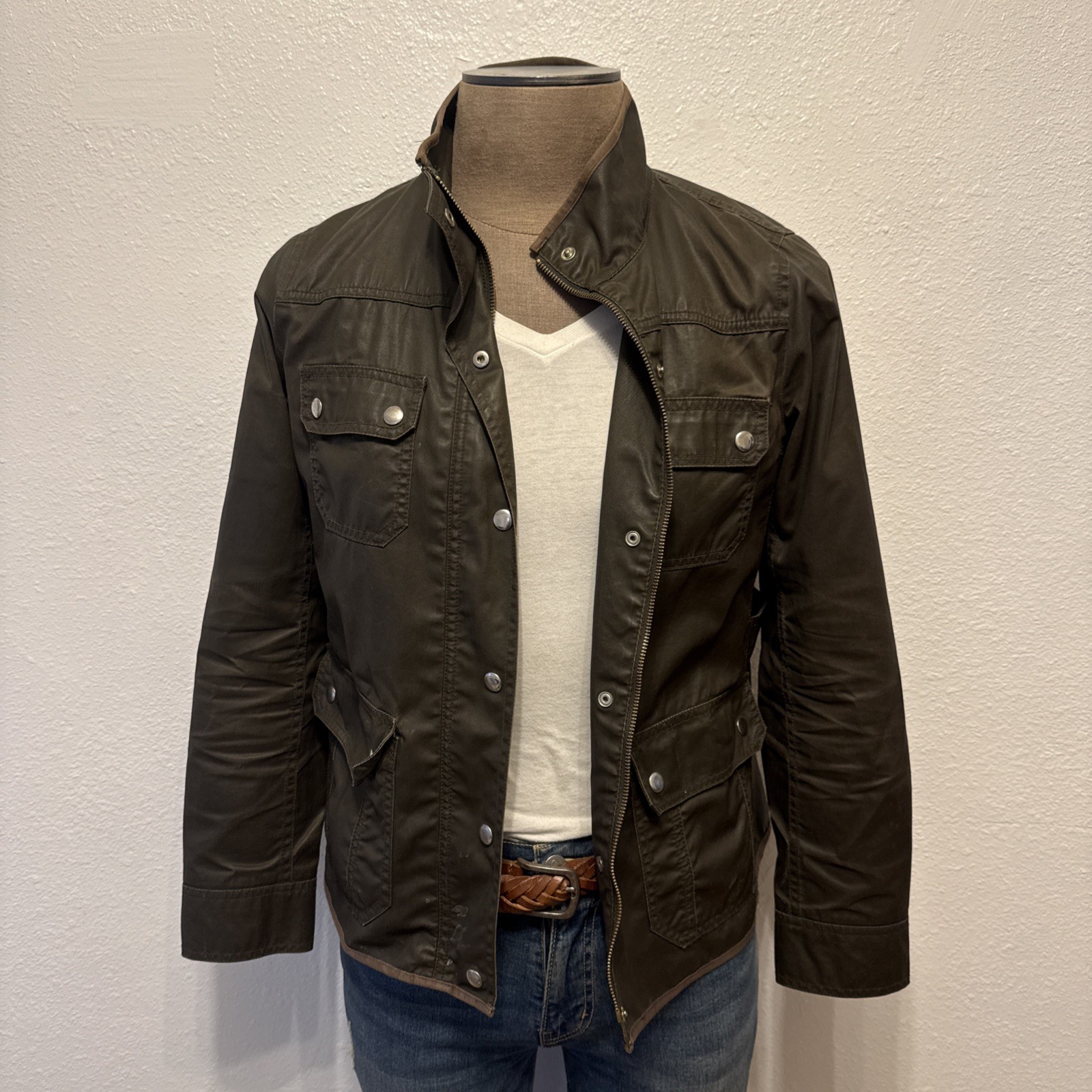 Vintage Rare J. Crew M Slim 2010s Barnes Engineer Waxed Cotton Field Jacket