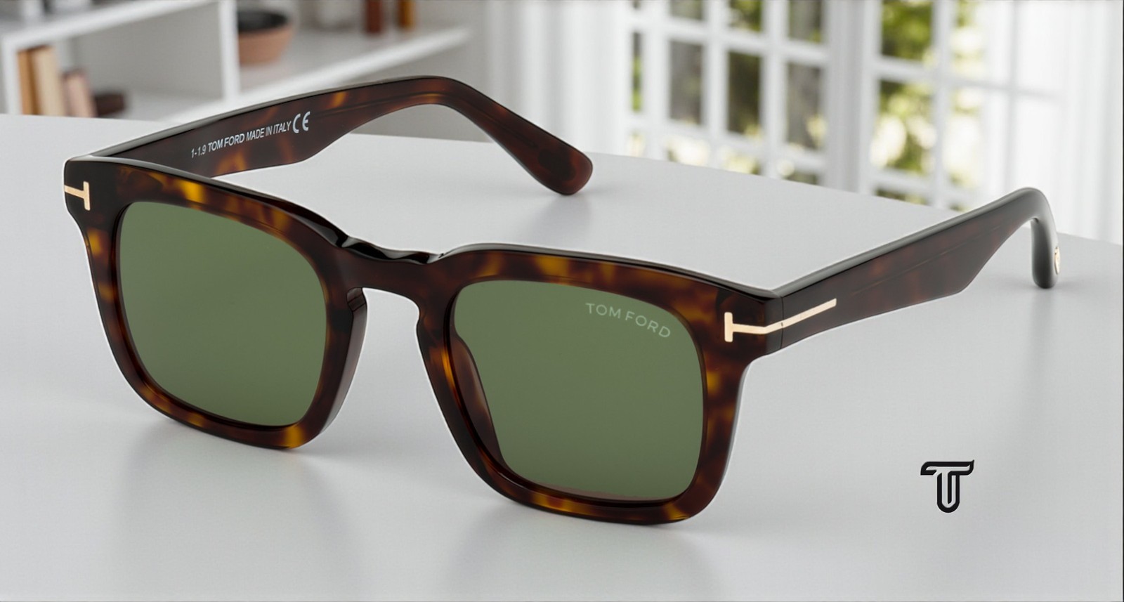 TOM FORD Dax FT0751 52N Dark Havana Green 50 mm Men\'s Sunglasses