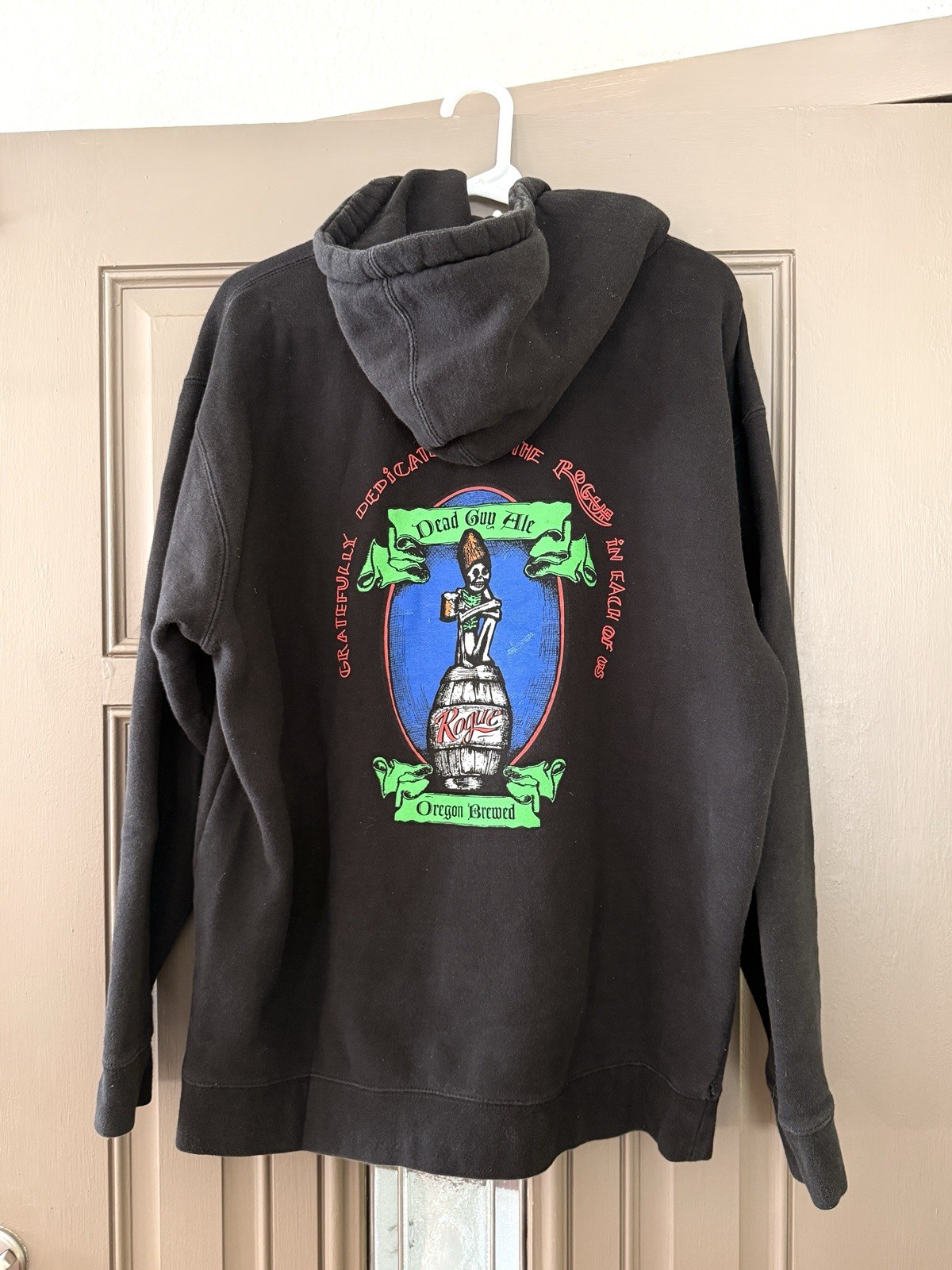 ROGUE Brewing Dead Guy Ale Hoodie Unworn Black Oregon Brewed Skeleton Size XL
