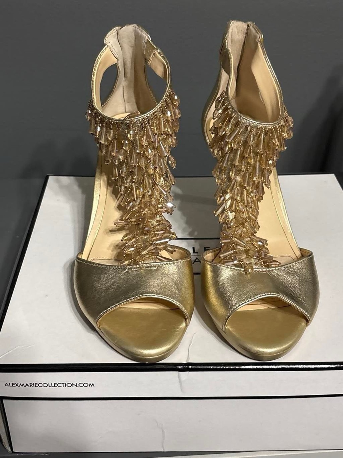 Alex Marie Gold Beaded Fringe Heels - Size 9 - New in Box