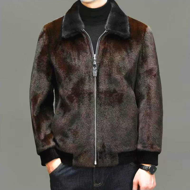 2026 Men\'s Winter Jacket Fur Coat Plus Size BIG 6XL Brown