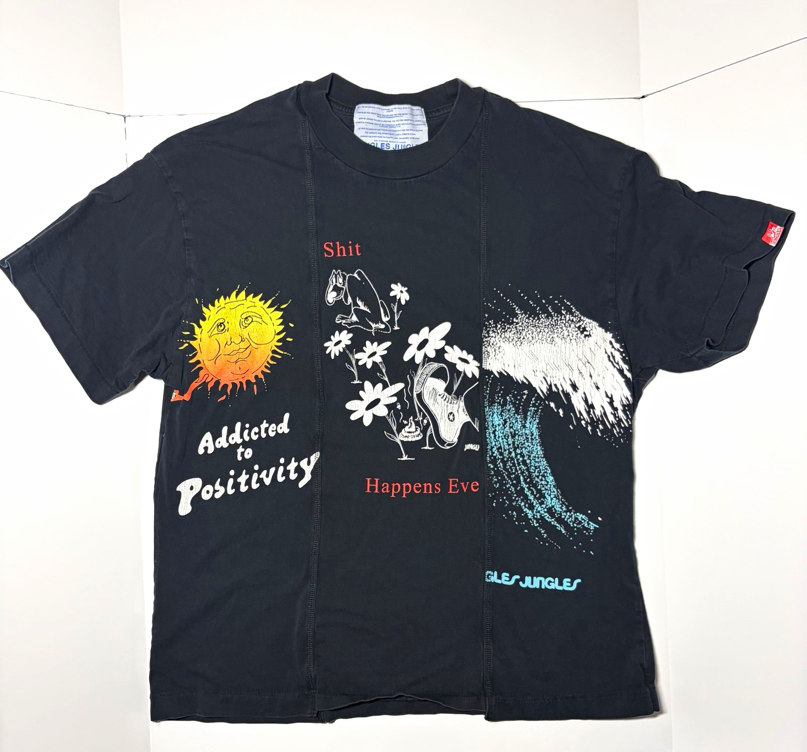 Jungles Jungles Men’s Black Graphic Logo Knit Crew Neck Short Sleeve T-Shirt L