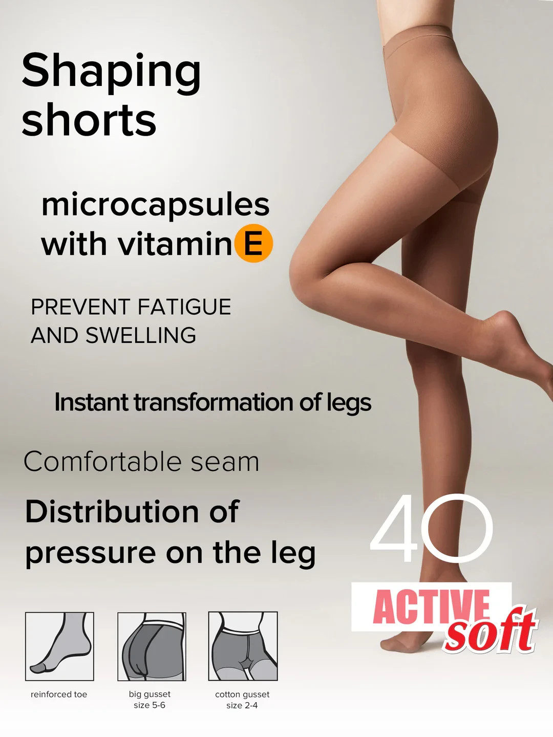 Conte TIGHTS Active 40 den | Supporting Modelling Pantyhose with Slimming Shorts