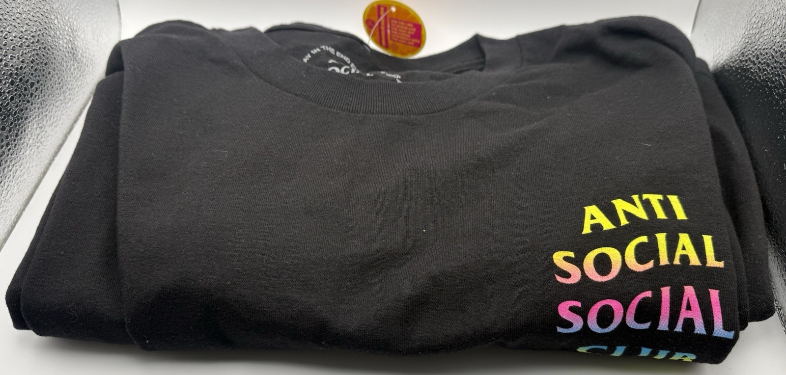 Anti Social Social Club ASSC T Shirt XXL Black Rainbow Gradient Logo NWT