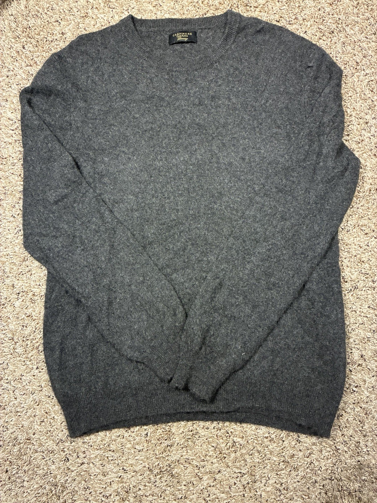 Luxury Club Room 100% Cashmere Crew Neck Pullover Sweater Dark Gray XL