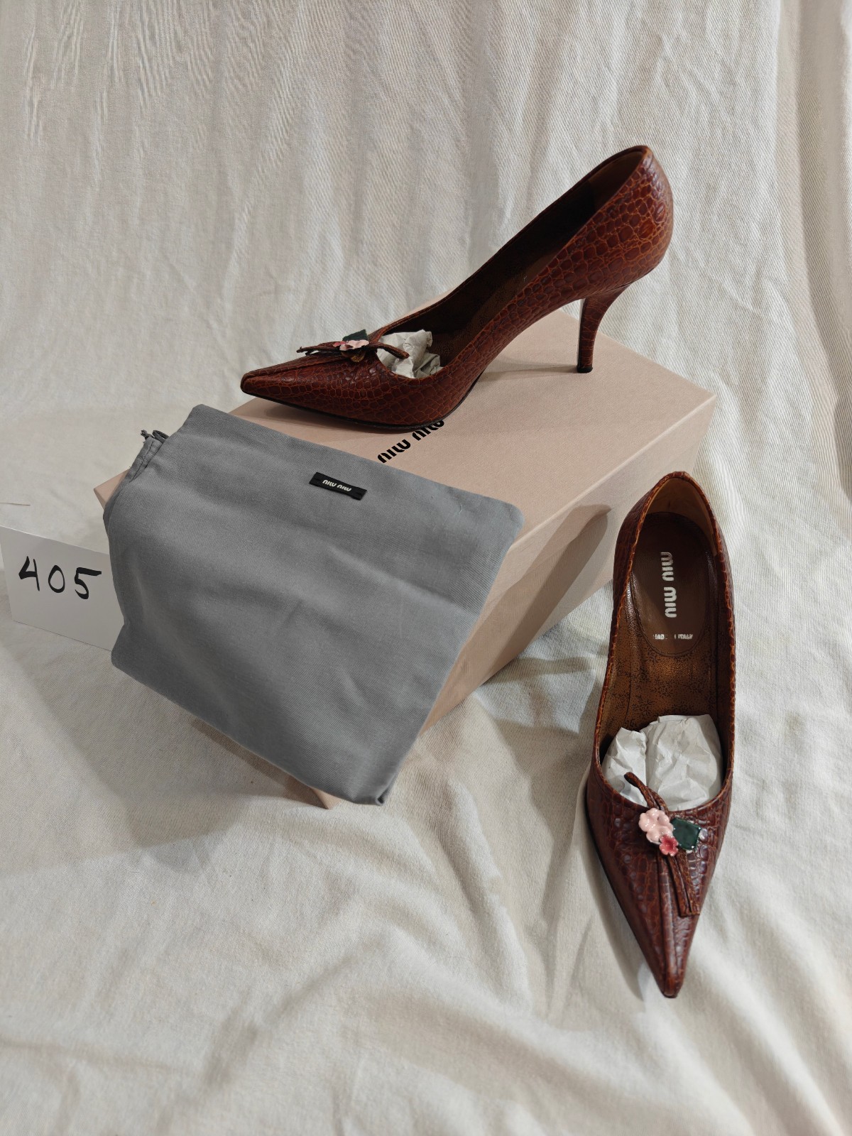 Miu Miu tobacco st cocco calzature donna heels. US size 6.5 EU size 36.5