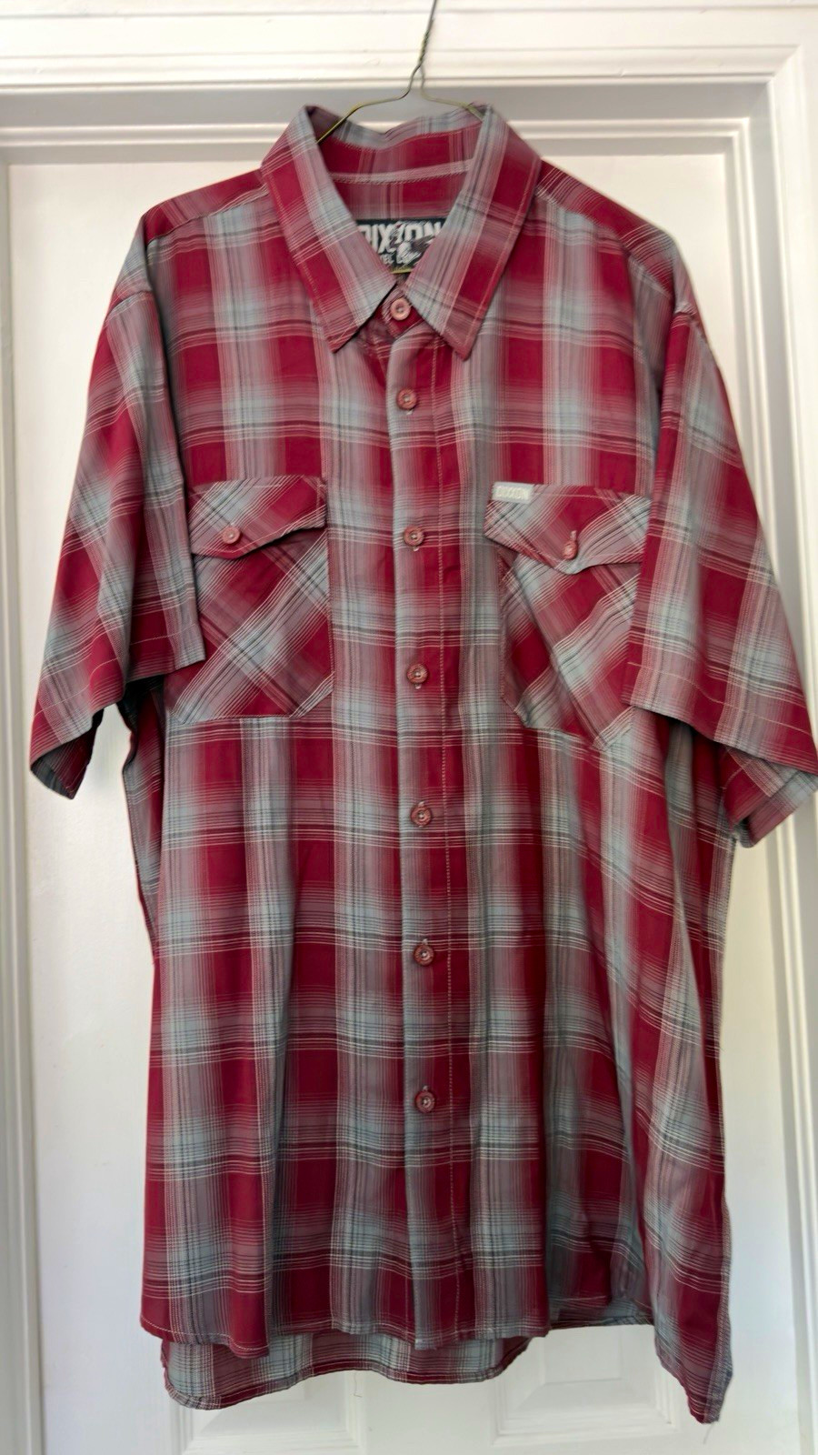 Dixxon Flannel Co Syrah Men’s Red Gray Plaid Flannel Button-Up Pockets 2XL