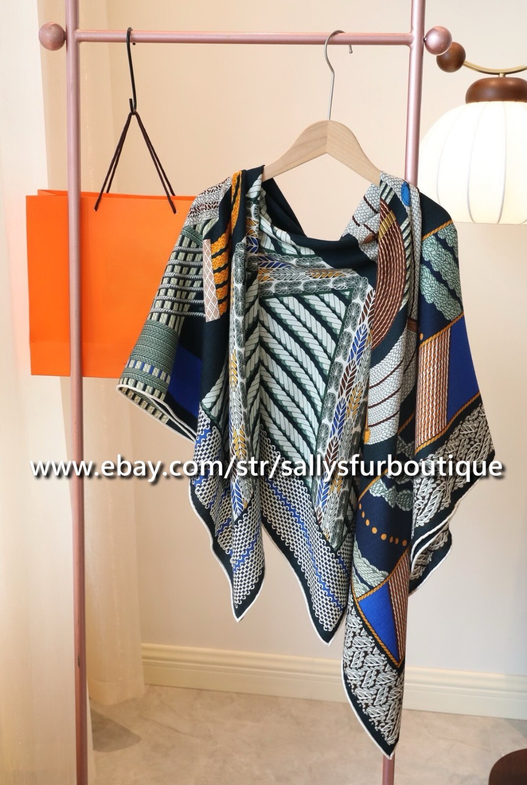 Sallys 70% Cashmere 30% Silk Wrap Scarf Geometric Print Double Face Shawl 53\