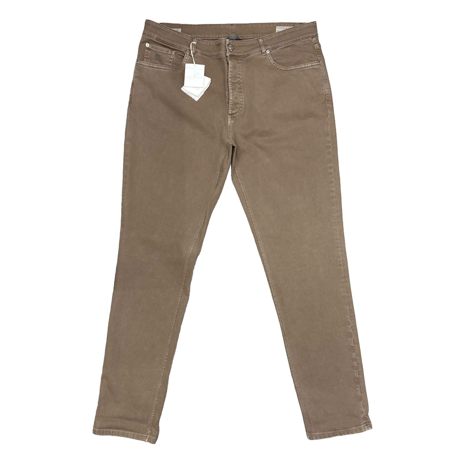 Brunello Cucinelli Men\'s Pants Size 38 / 54 Medium Brown 5 Pocket Stretch Denim