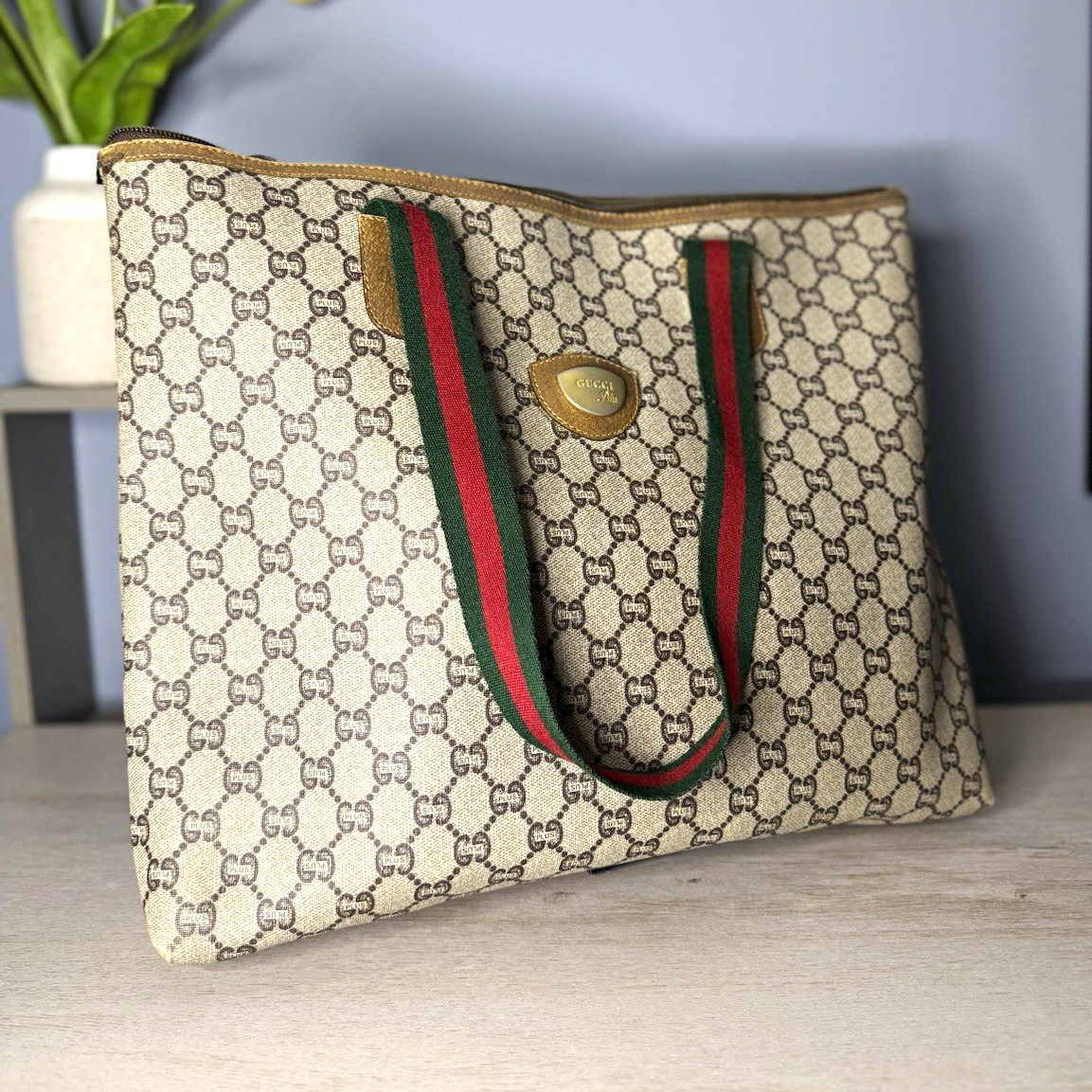 Gucci GG Plus Vintage Sherry Line strap Tote