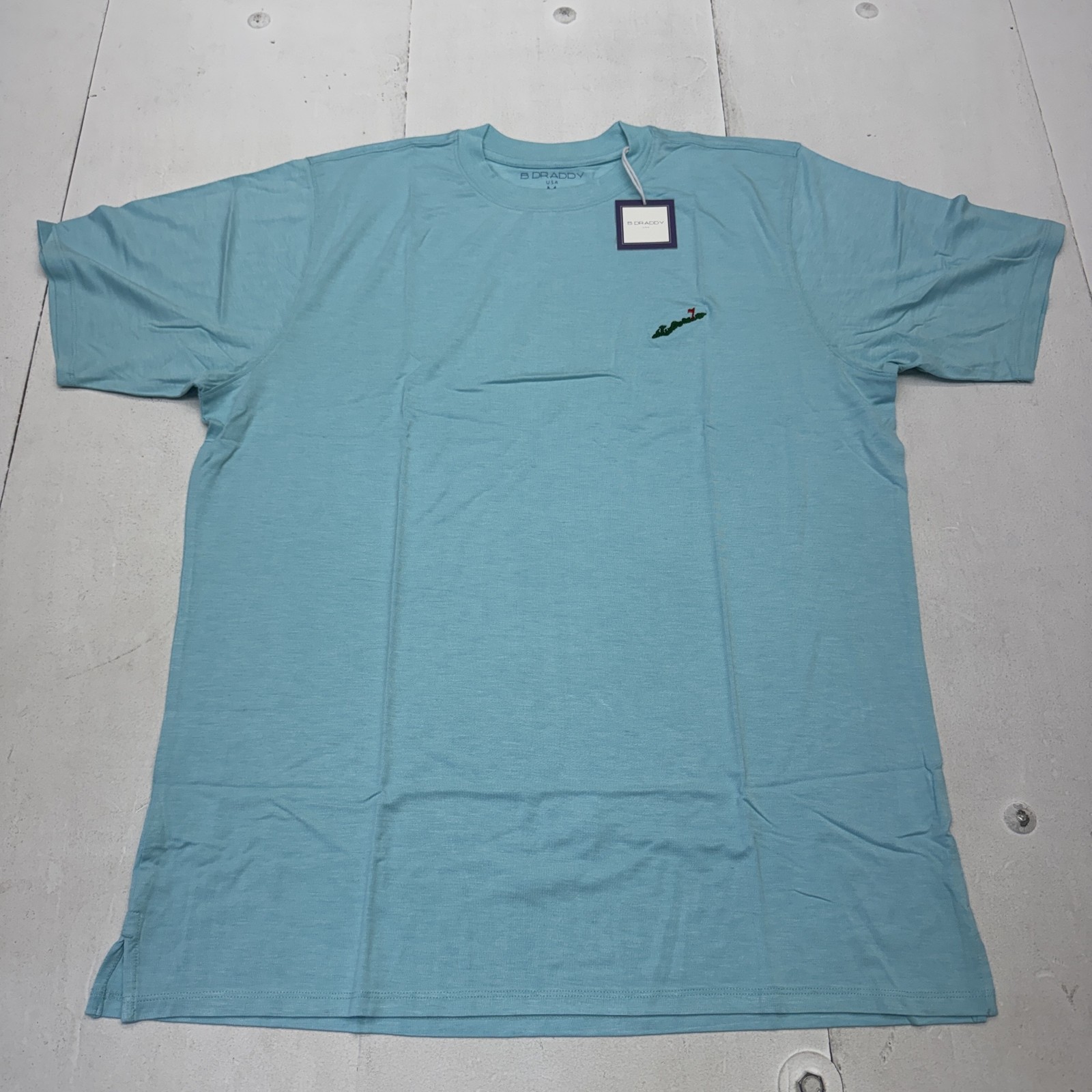 B. Draddy Shirt Mens Medium Blue Two Guns Tee Golf Bamboo Tagless Jersey