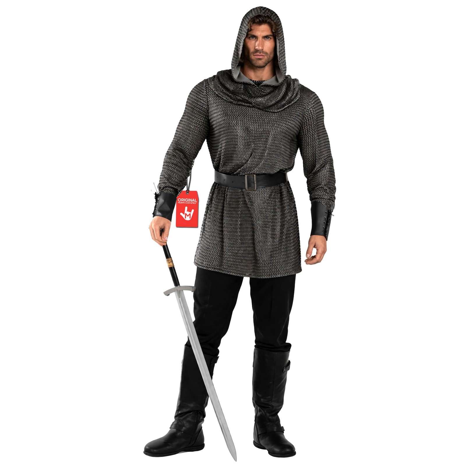 Men`s Medieval Knight Costume Adult Chain Mail Shirt Crusader  S - 3XL Halloween