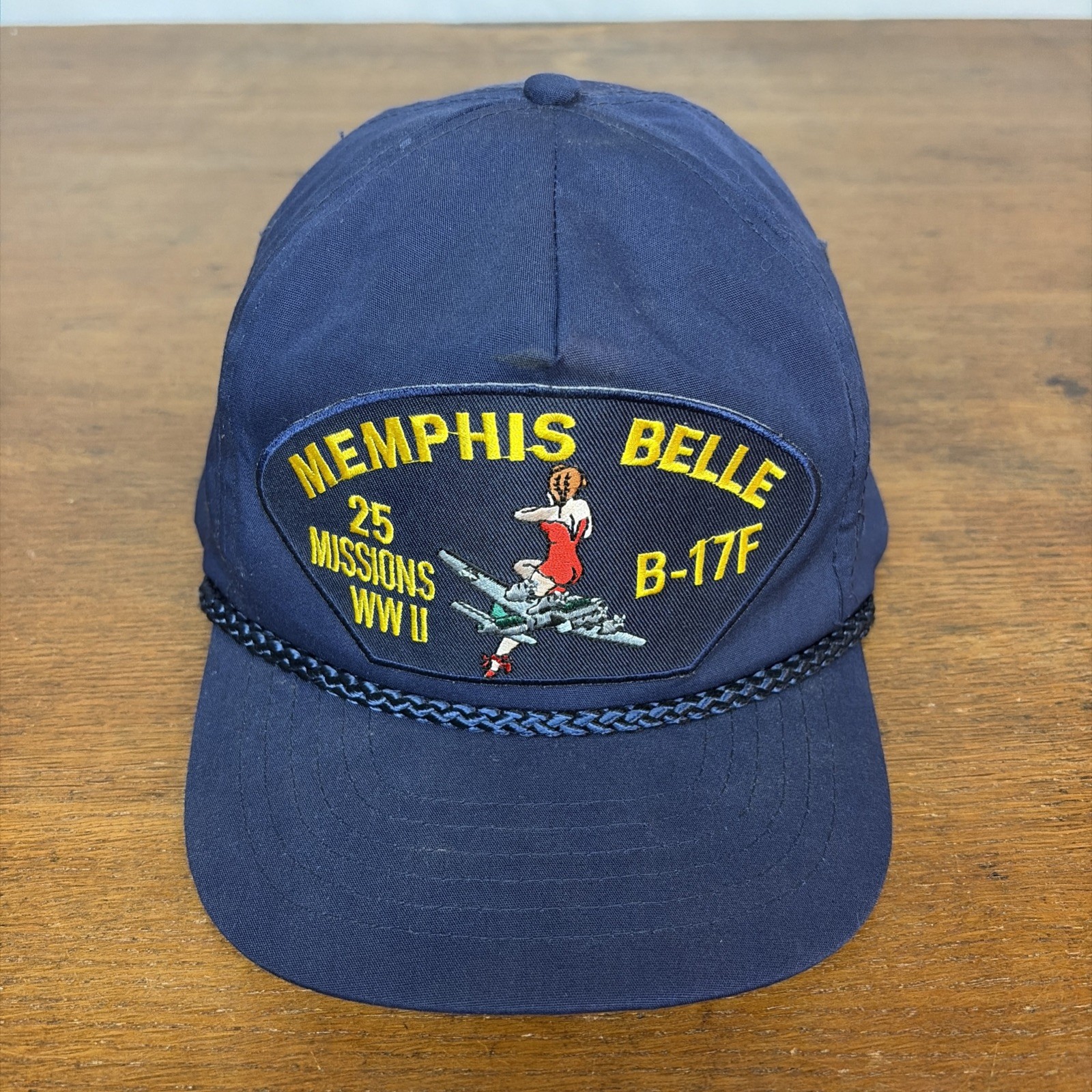 Vtg Memphis Belle B-17F WWII 25 Missions Robert Morgan Hat Adjustable One Size