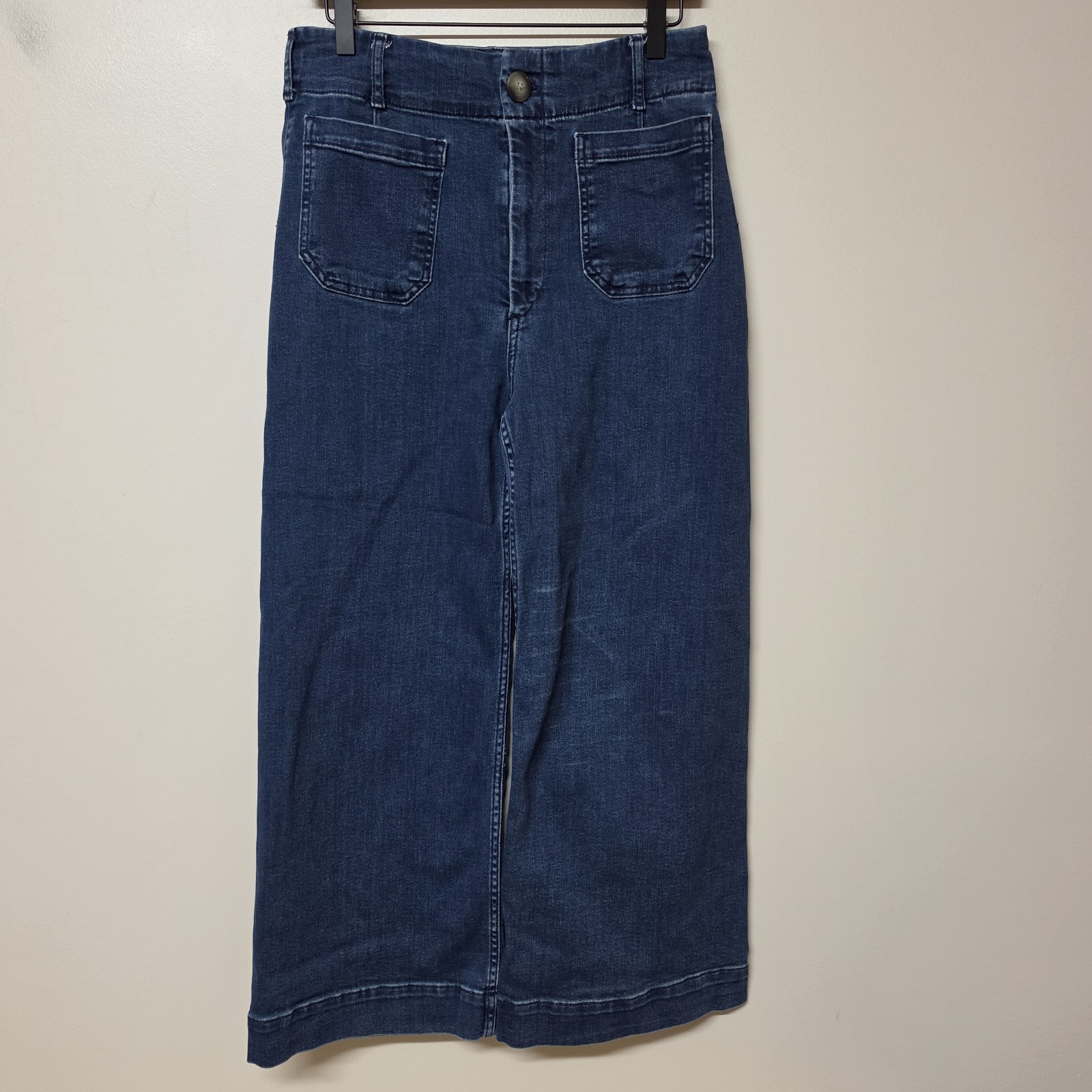 Maeve Anthropologie COLETTE High Rise Wide Leg Cropped Jeans Size 27 Medium Wash