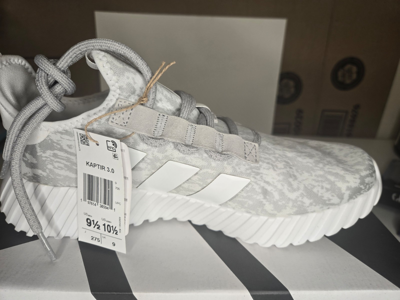 adidas Kaptir 3.0 Men\'s Shoes JQ2258 White Grey Camo Size 9.5 New With Box