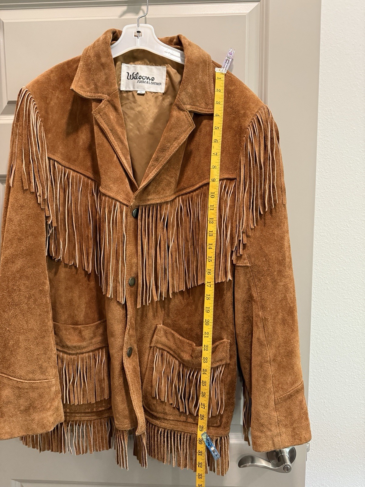 Vintage 80s Wilson Leather Fringe Western Jacket Boho Biker Festival XL MINT
