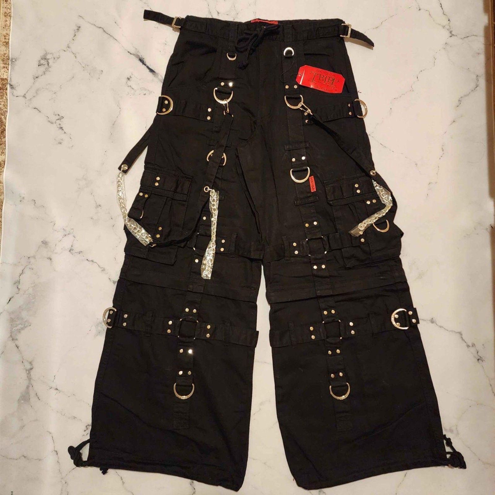 Tripp NYC Black Harness Darkstreet Unisex Pants Size XL Streetwear Emo Goth Rave