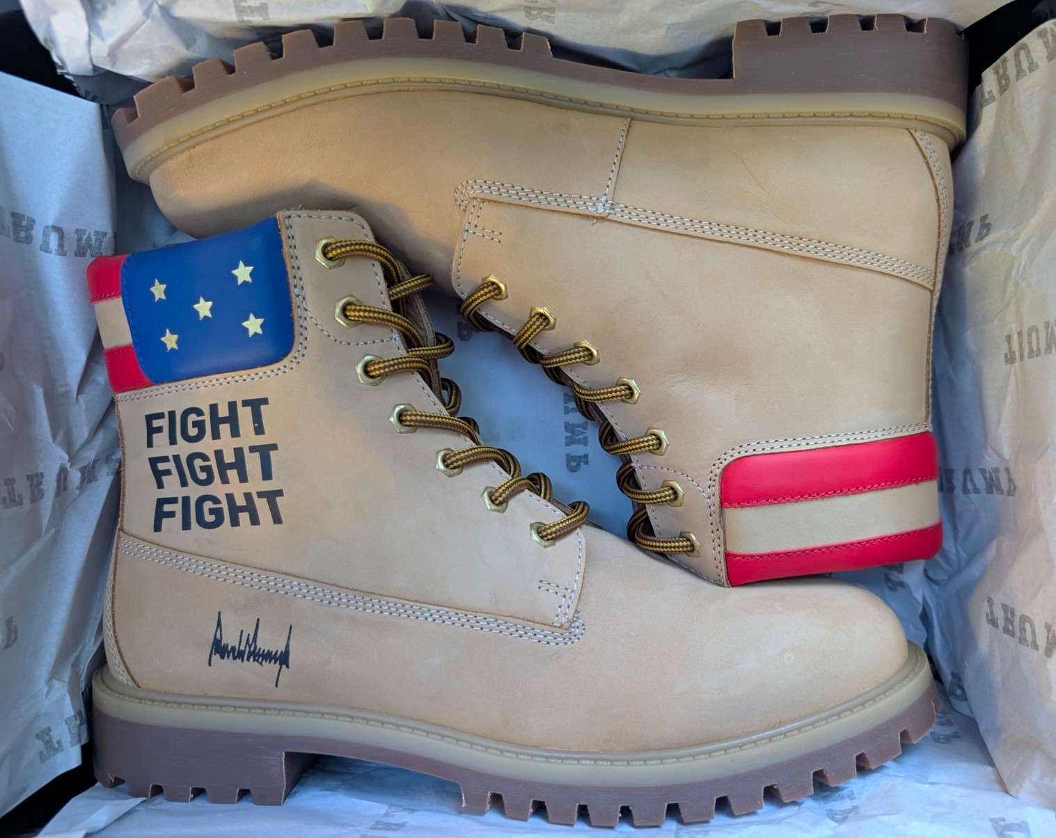 Donald Trump Fight Fight Fight Boots Size 12 Limited Edition.