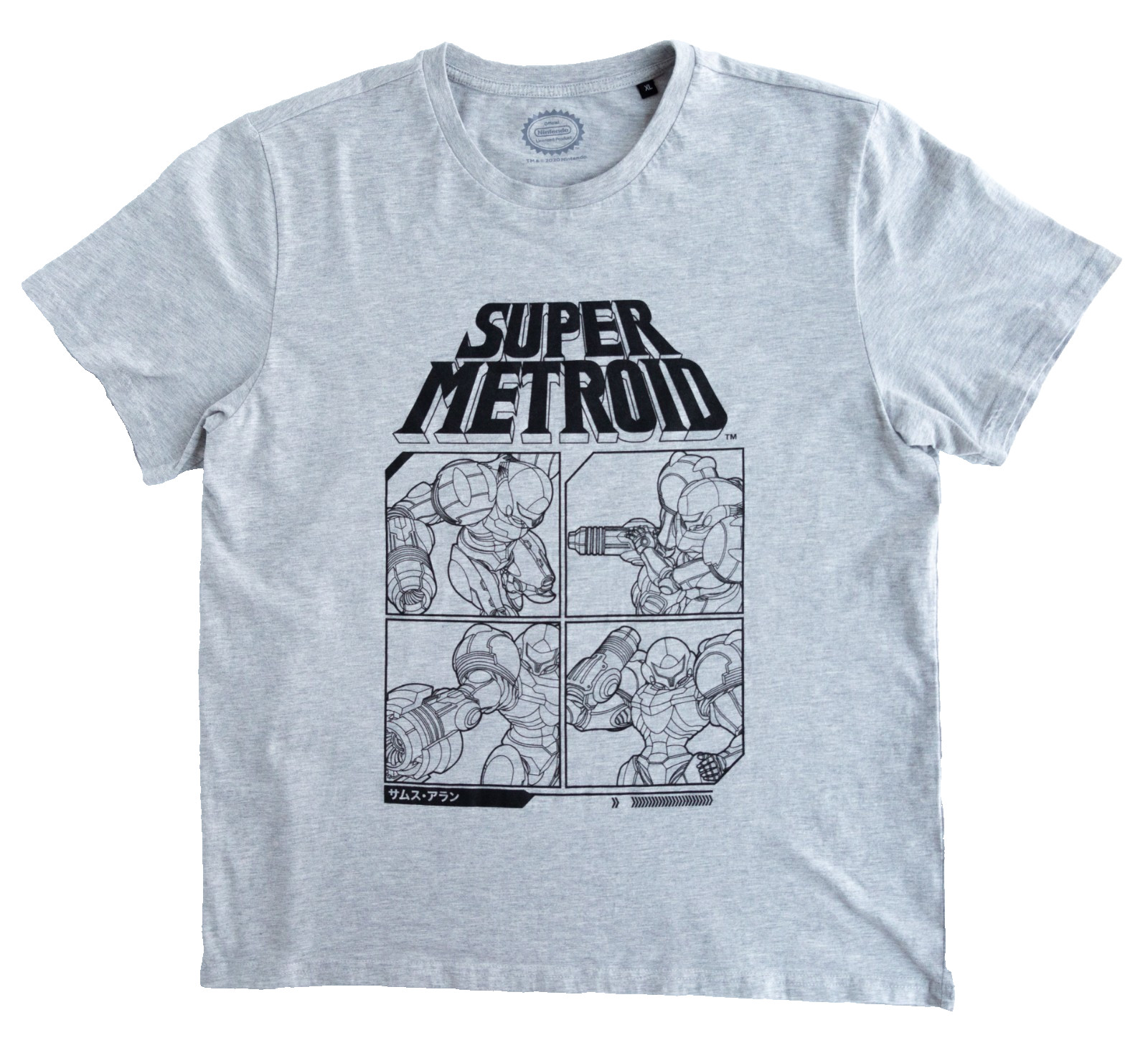 Nintendo Super Metroid Mens XL Grey T Shirt Samus Aran Gaming Graphic Tee