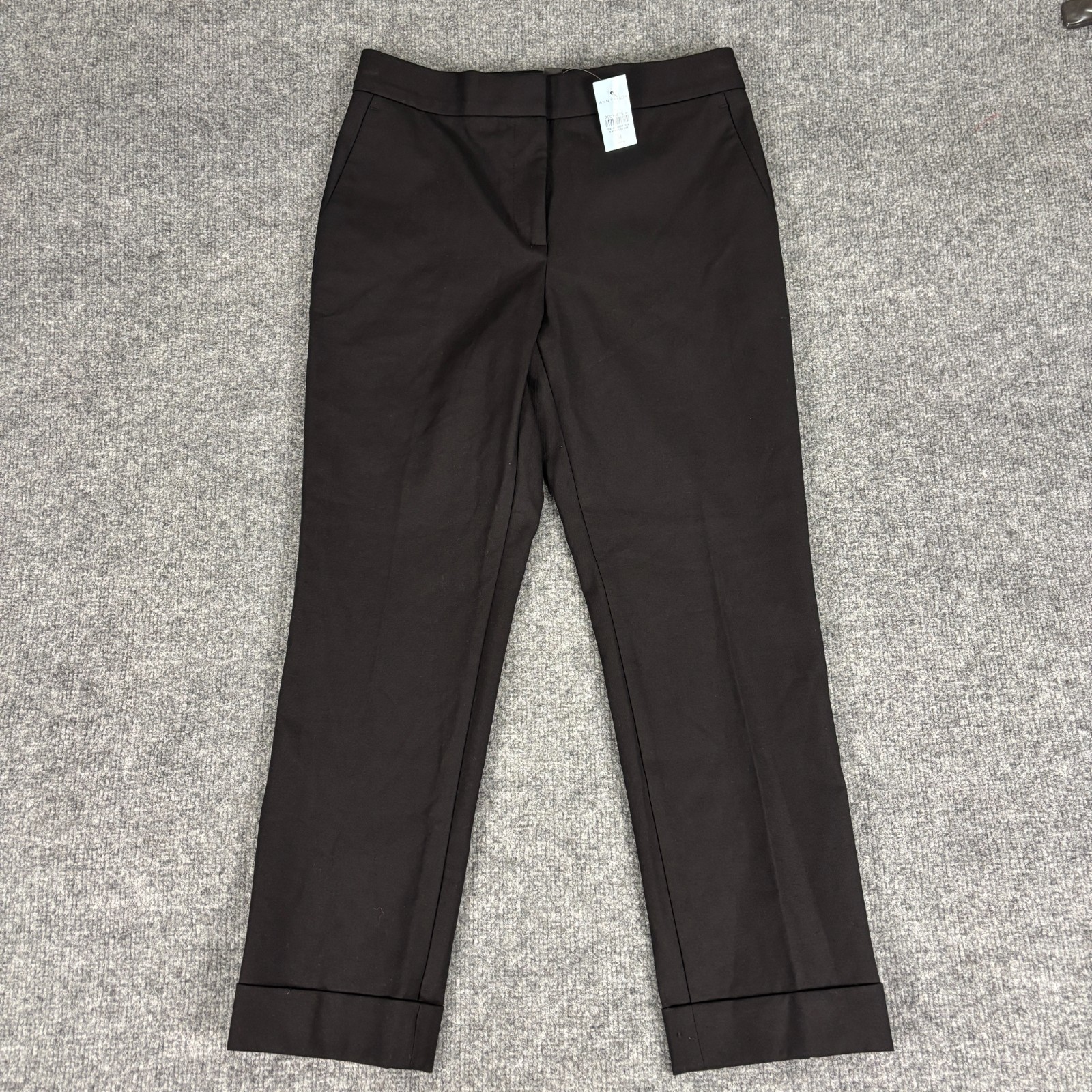NWT Ann Taylor The Ankle Pant High Rise Cuffed Black Bi-Stretch Womens 4P Petite