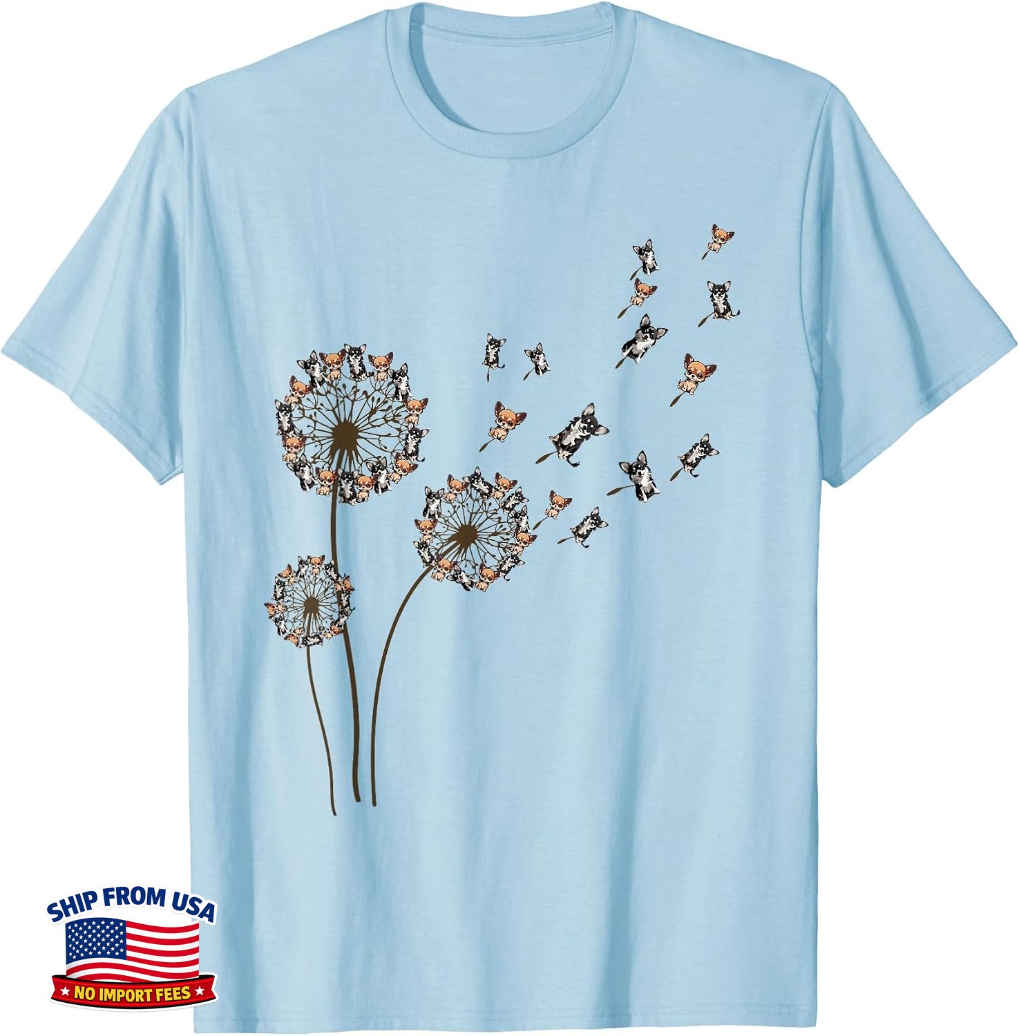 Chihuahua Dandelion Flower Dog Mom Mama Tee for Women T-Shirt